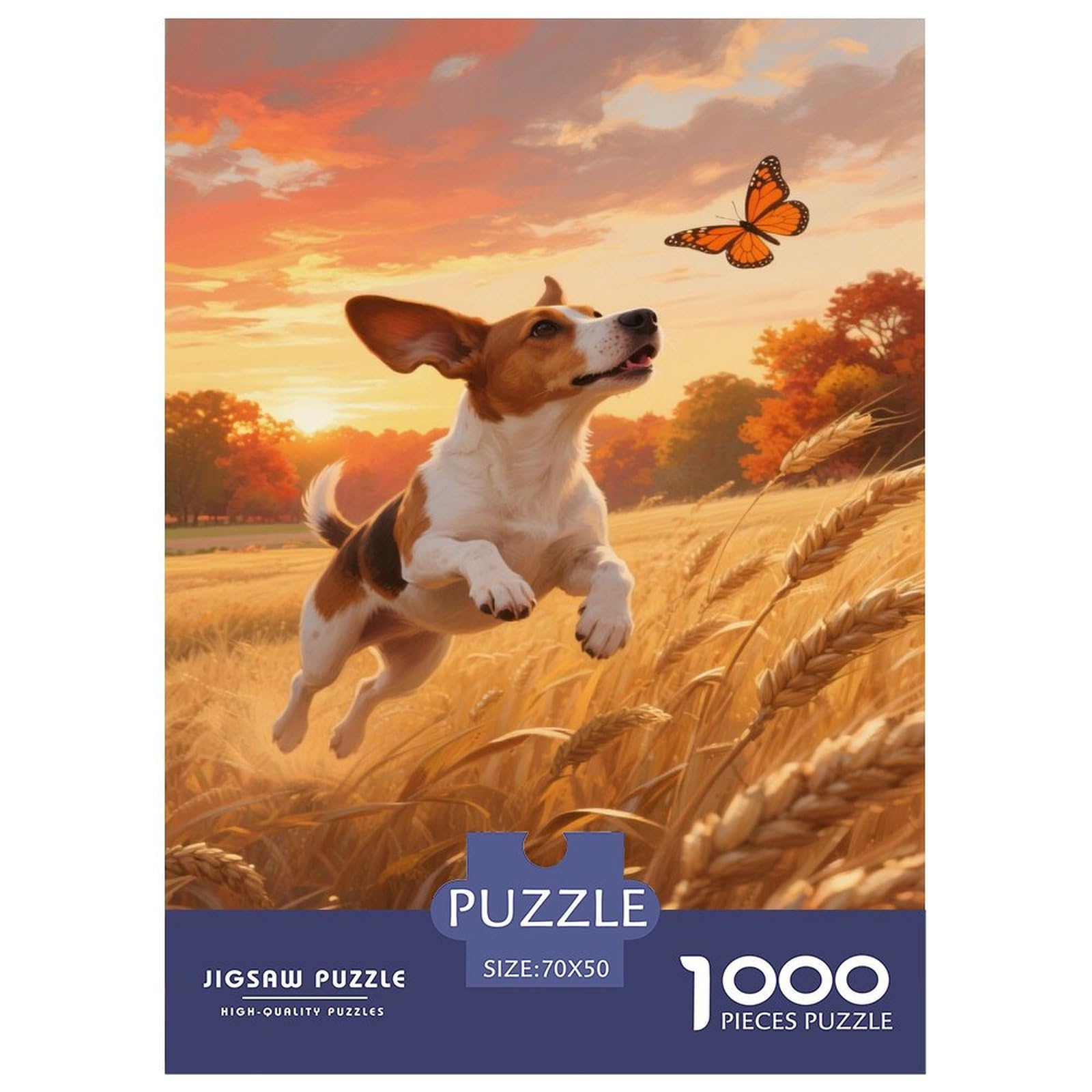 Cavalier King Charles Spaniel Jigsaw Puzzles 1000 Pieces Challenge Toy for Adults,Sunset Impossible Jigsaw Puzzles 1000 Piece Educational Game 70x50cm/1000pcs