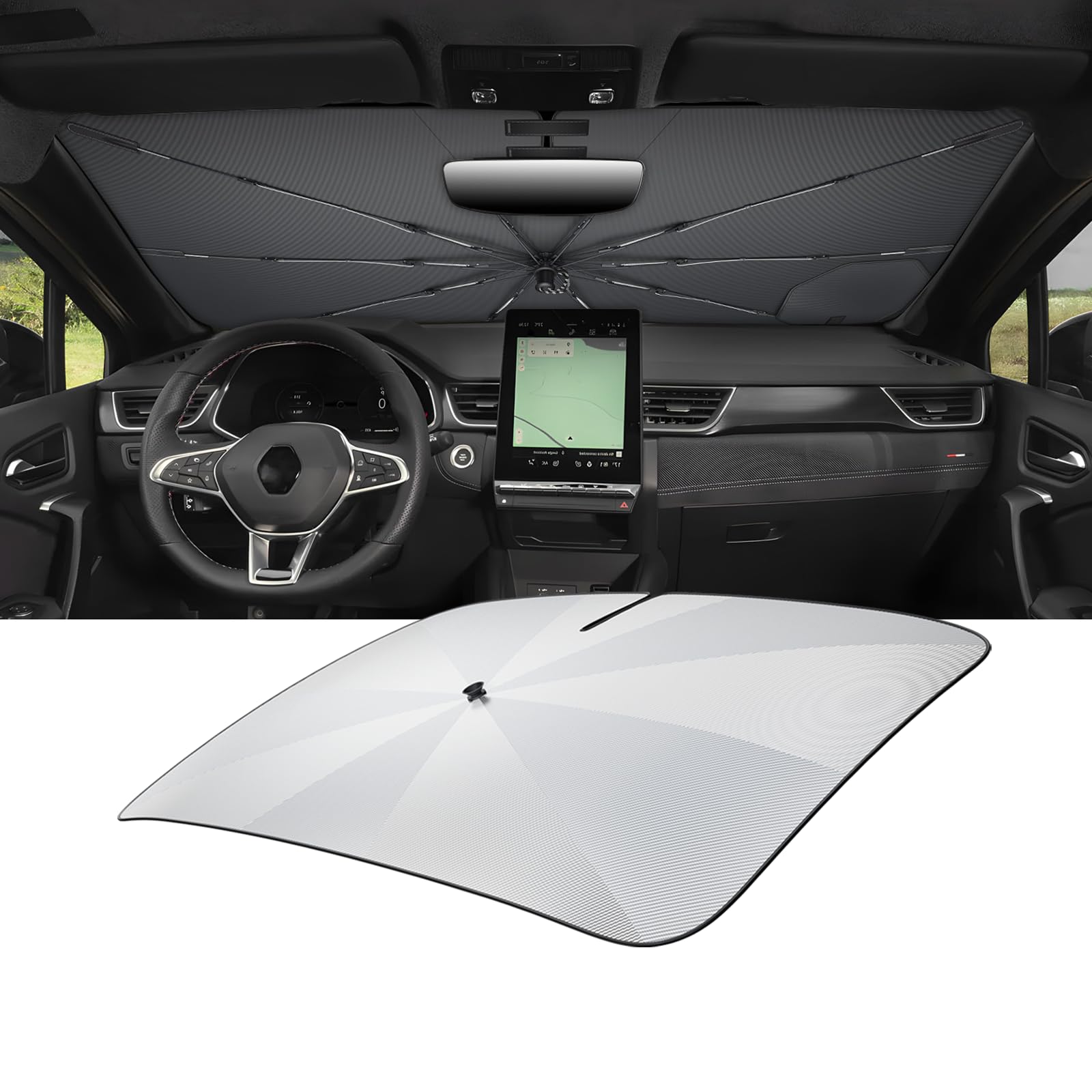 LUWU [Amélioré] Pare Soleil Parapluie pour Voiture Compatible avec Renault Captur 2 2020-2025 2026 Parapluie Pare Soleil Pare Brise Avant Protection UV Captur 2 Accessoires