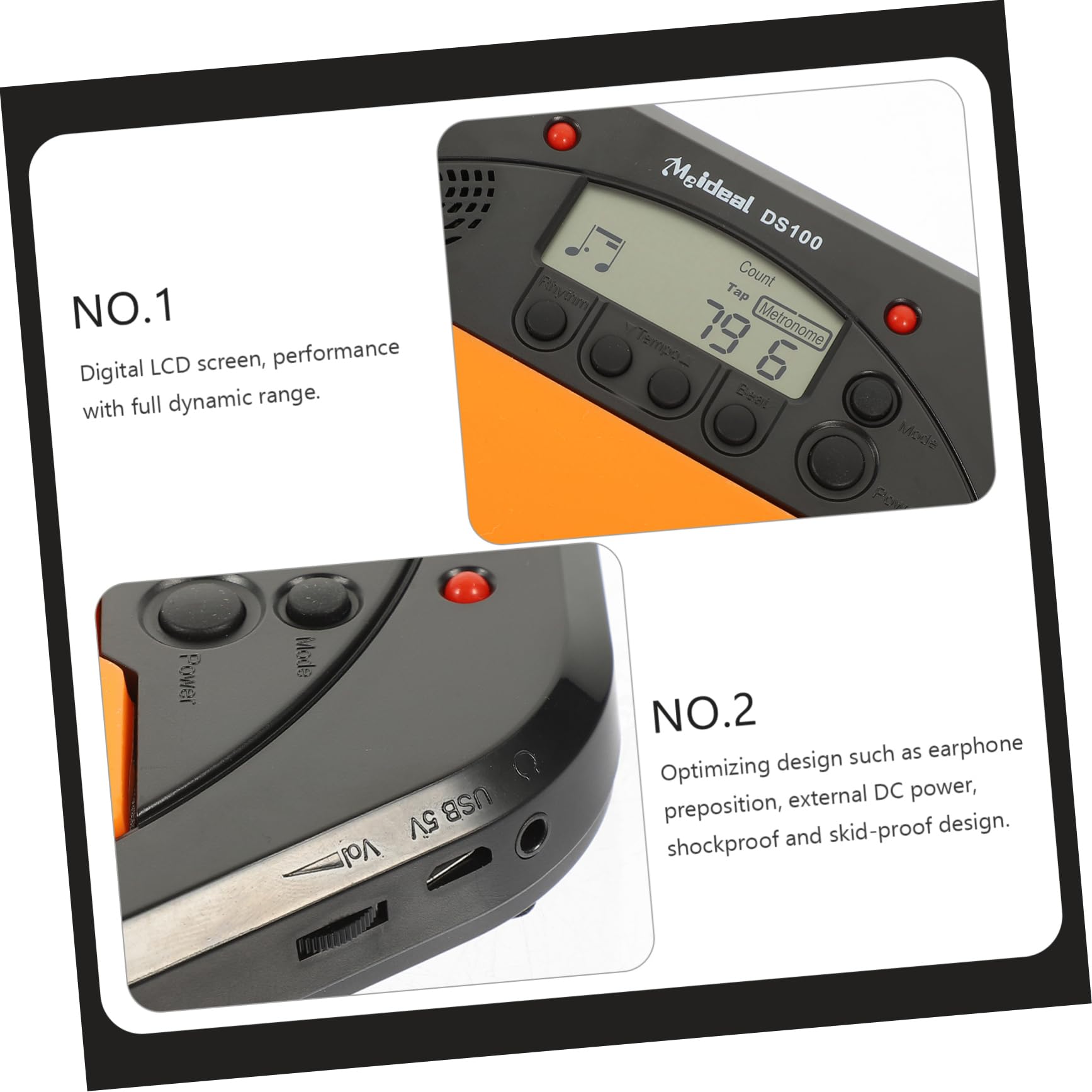 OFFSCH Professional Electronic Drum Pad Practice Pads for Drummers Metronome Portable Design