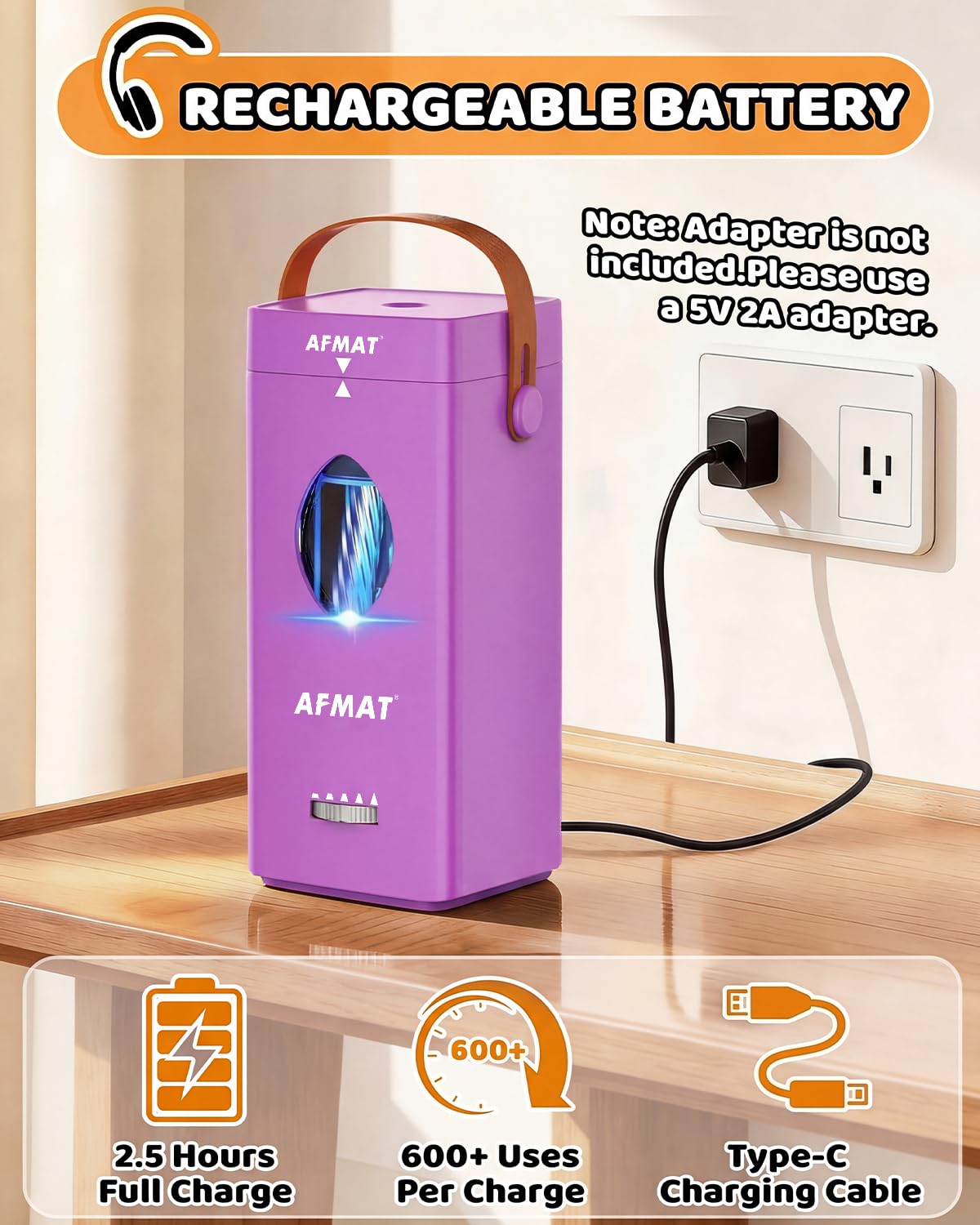 AFMAT Elektrischer Bleistiftspitzer, vollautomatischer Bleistiftspitzer für 6–12 mm Nr. 2/Jumbo-Bleistifte, automatisches Ein- und Ausschalten, 5 Schärfemodi, wiederaufladbar, robuste Spitzer für