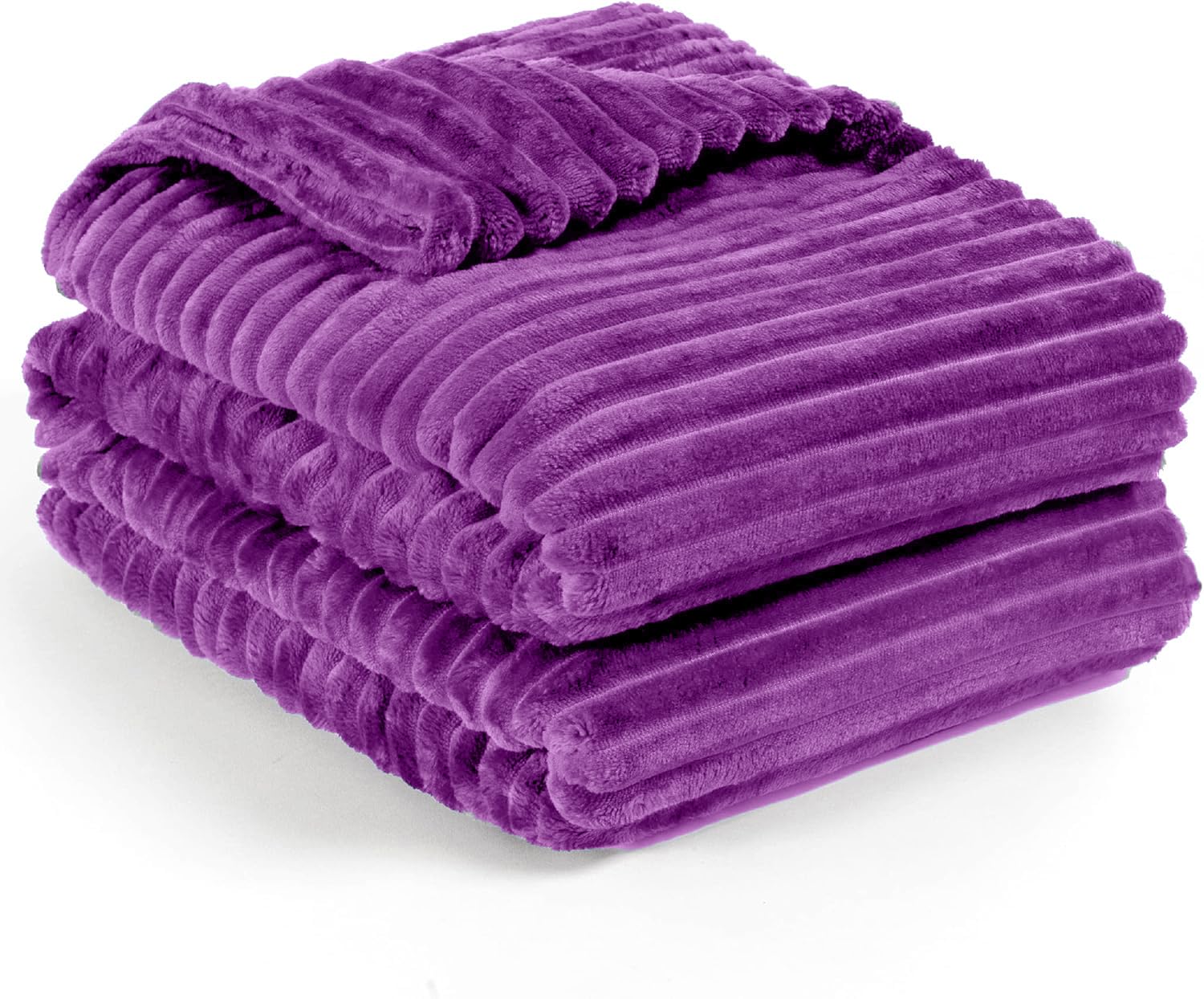 Striped Flannel Blanket Plush Throw Blanket Super Soft Flannel Blanket Single Size(160x220) For Bed and Sofas Warm and Comfortable (Orchi)