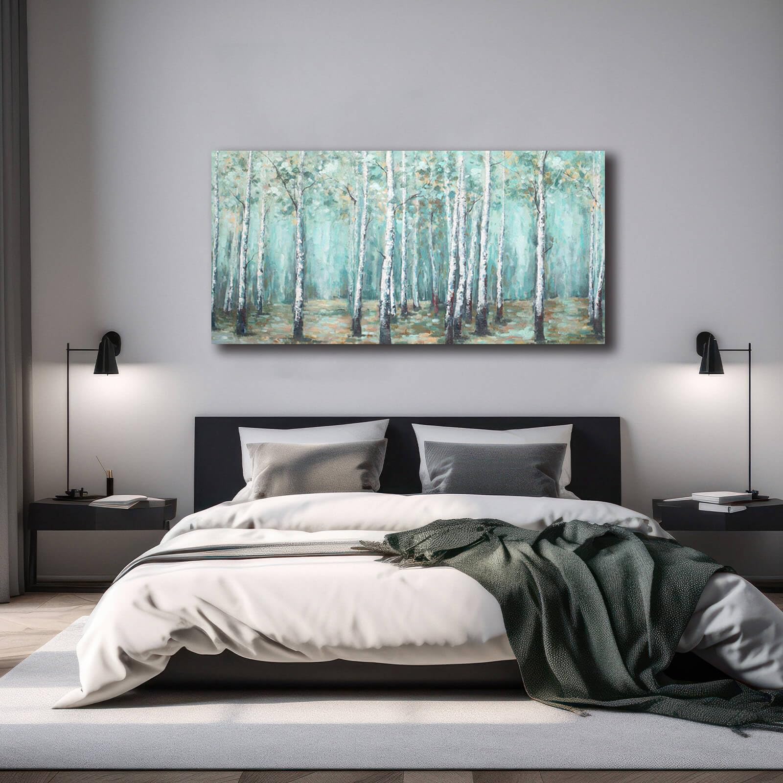 YJYart Textured Canvas Wall Art Mid Century Modern Wall Art Botanical Prints Dining Room Pictures Wall Decor Green Painting 24