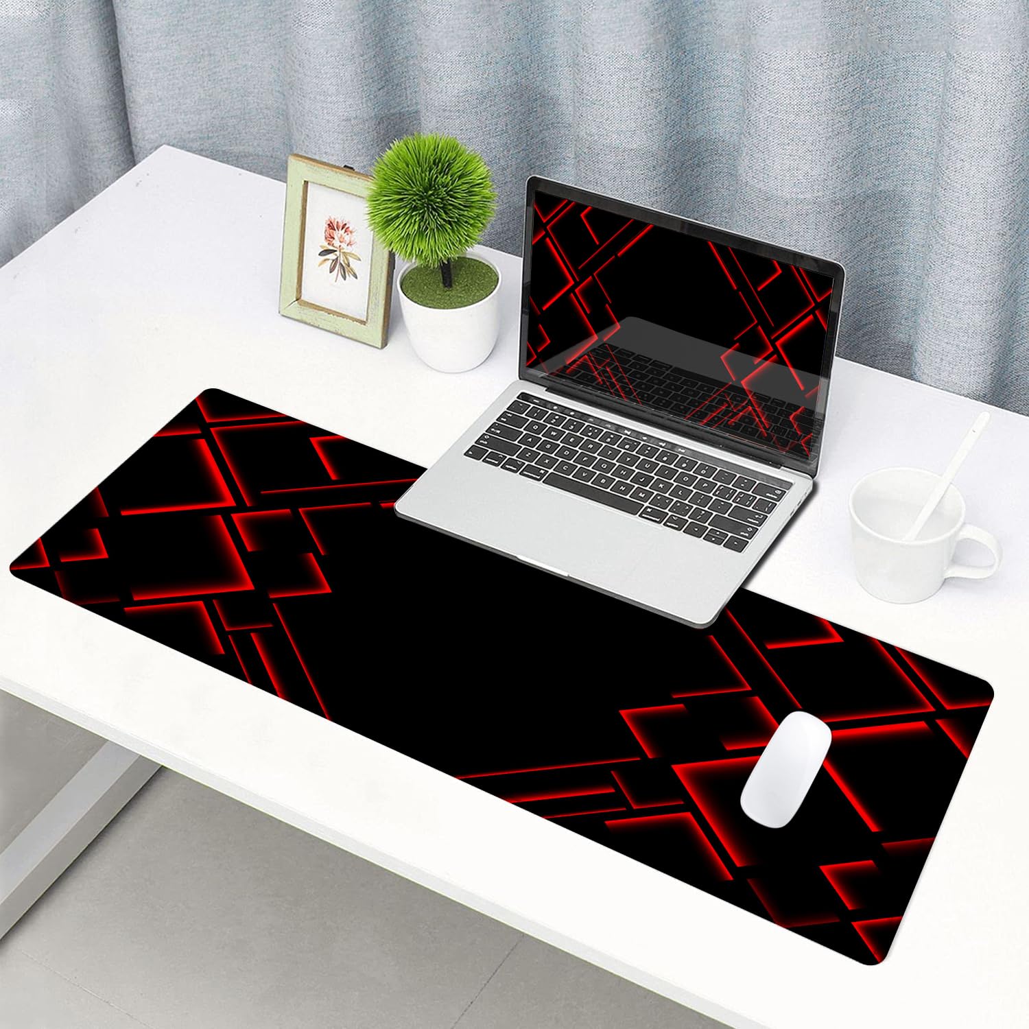 Tappetino per mouse XL (30 x 80 cm), grande tappetino per mouse da scrivania, bordi cuciti, base in gomma antiscivolo, tappetino per tastiera (80 cm x 30 cm) (22