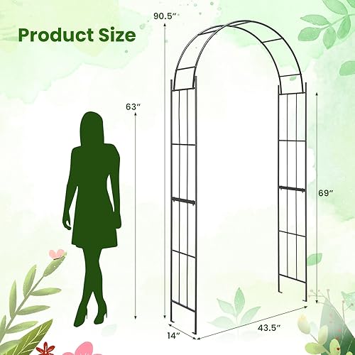 Miniatura 7 de Tangkula Cenador de jardín, arco de metal con enrejado para plantas trepadoras, rosas, enredaderas, arco de jardín al aire libre para boda, fiesta