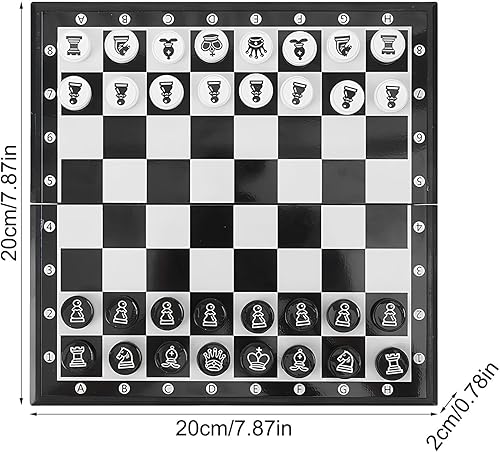 Miniatura 5 de Portable Chess Set, Folding Strategy Board, 7.87x7.87x0.79 Inches Playset with Compact Build, Travel ABS Game, Learning Kit with Classic Style,