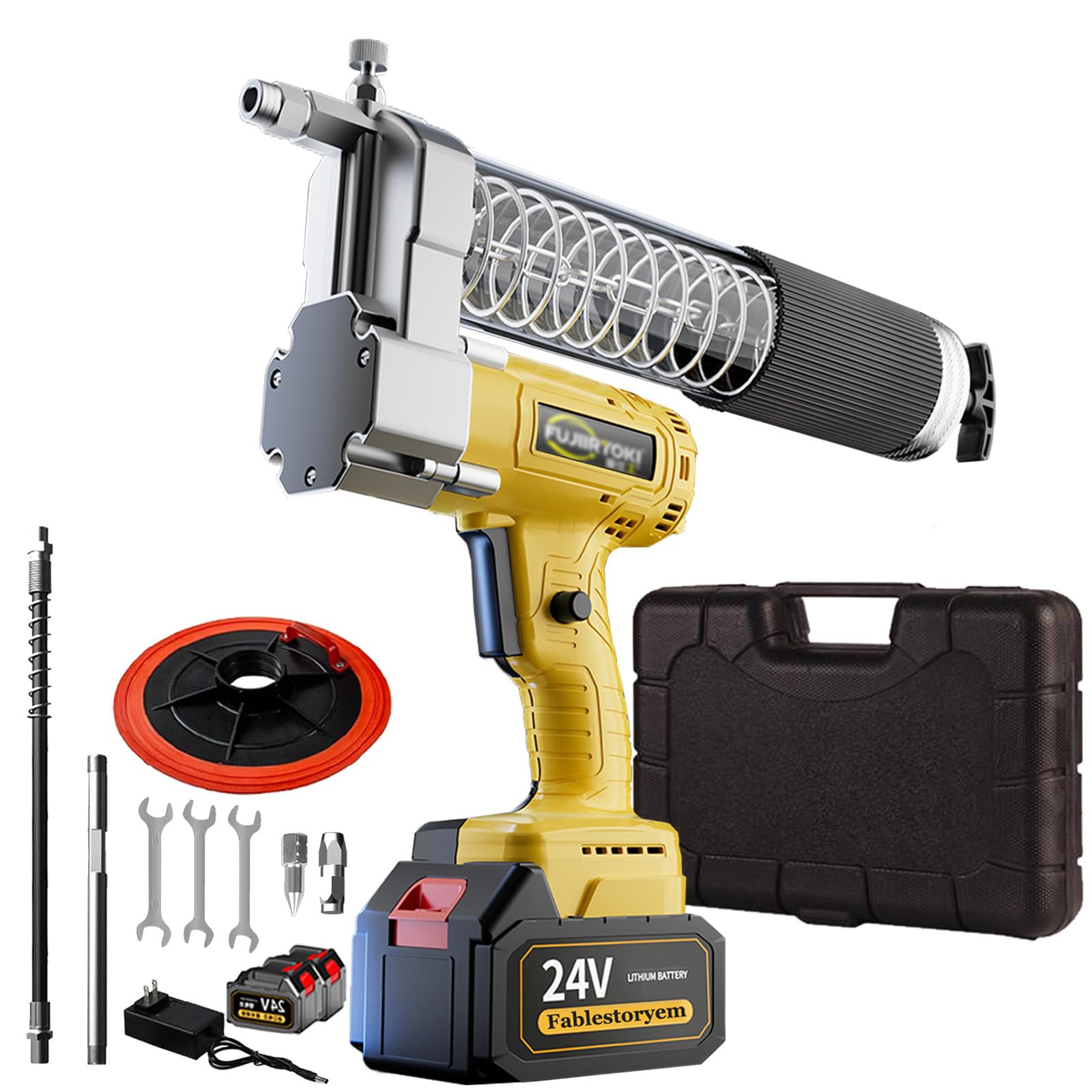 Máquina de Engrase Eléctrica de 750W, con Carga de 21 OZ, Acoplador de Máquina de Engrase, Manguera de Alta Presión de 18 Pulgadas, Tubo Rígido, Herramienta Neumática,2 Battery