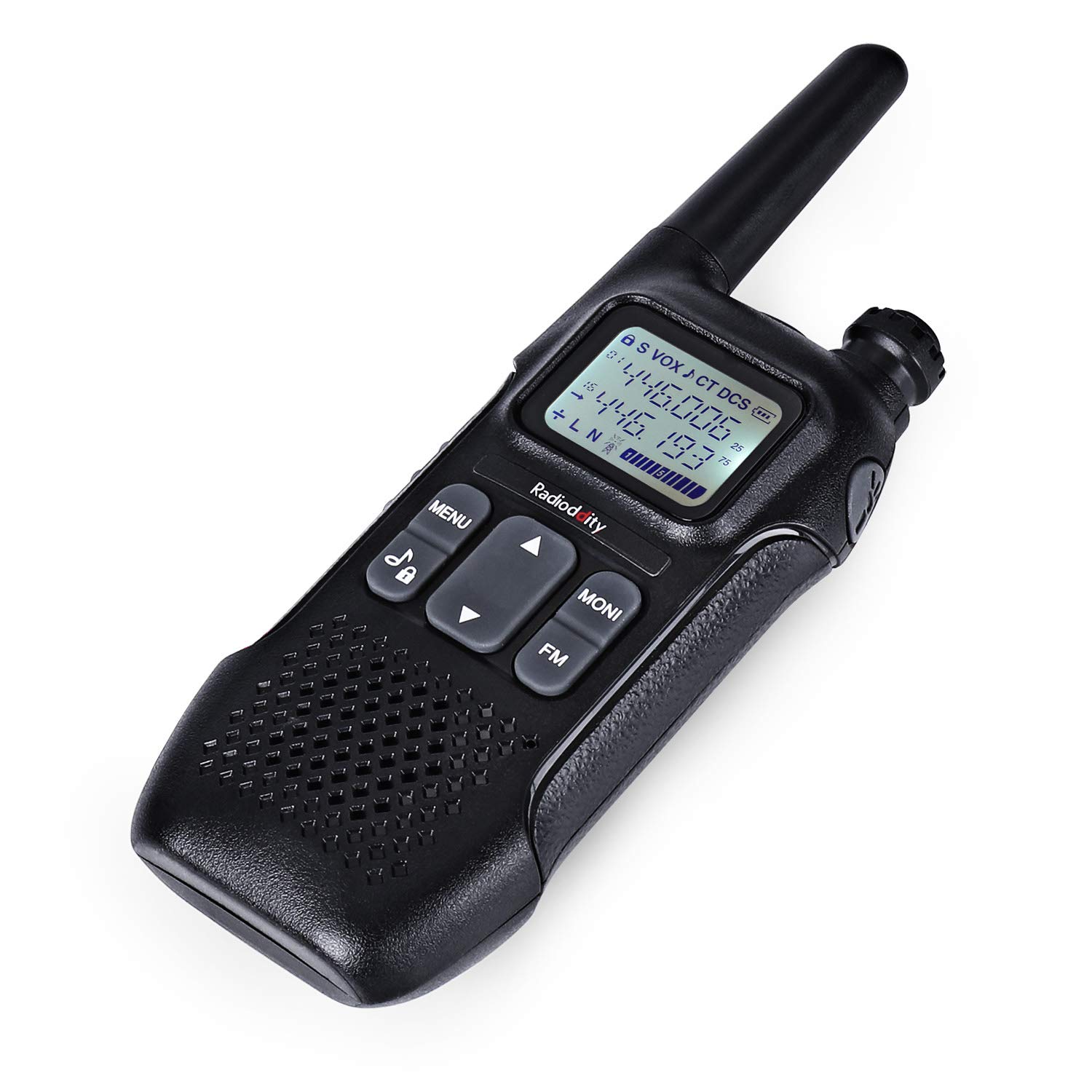 Radioddity PR-T1 PMR446 Walkie Talkie Set mit LC-Display, Funkgerät 4KM Reichweite, 16 Kanäle PMR446 Lizenzfrei Wiederaufladbar Akku mit Headset für Abenteuer, Outdoor-Aktivitäten, Camping, 4 Stücke