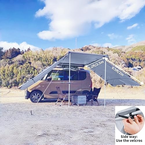 Miniatura 26 de DANCHEL OUTDOOR Toldo para vehículo con cortavientos de pared lateral, toldo portátil para automóvil, sombra de extensión para caravana, refugio