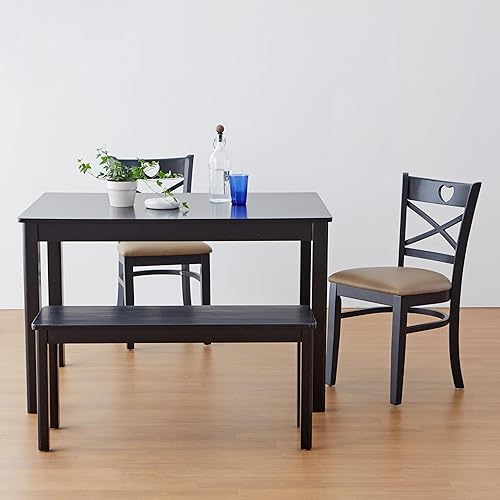 Miniatura 6 de Livinia Cabin - Mesa de comedor de madera de 45.3 pulgadas, pequeña, rectangular, moderna, de madera maciza, escritorio de cocina (negro)