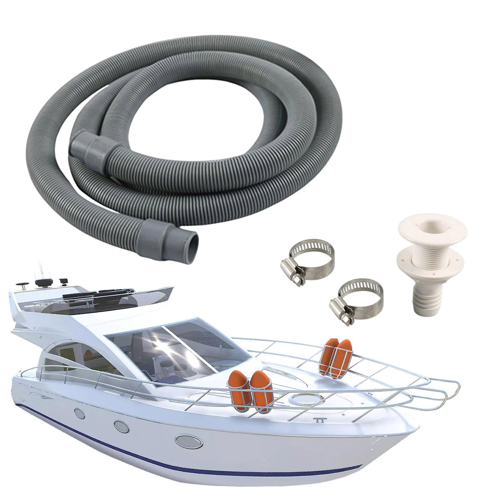 Rianpesn Bilge Pump Kit for Boats,Flexible PVC Drainage Pipe Hose - Heavy-Duty Bilge Pump Hose with Clamps and Fitting for RV & Boating Accessories