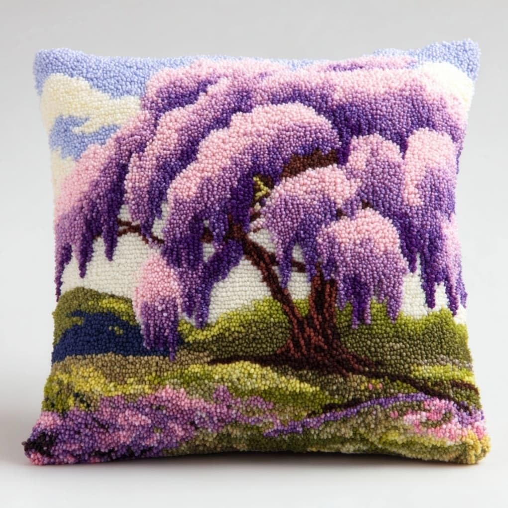 Axiangzik Wisteria Latch Hook Cushion Kits For Adults,