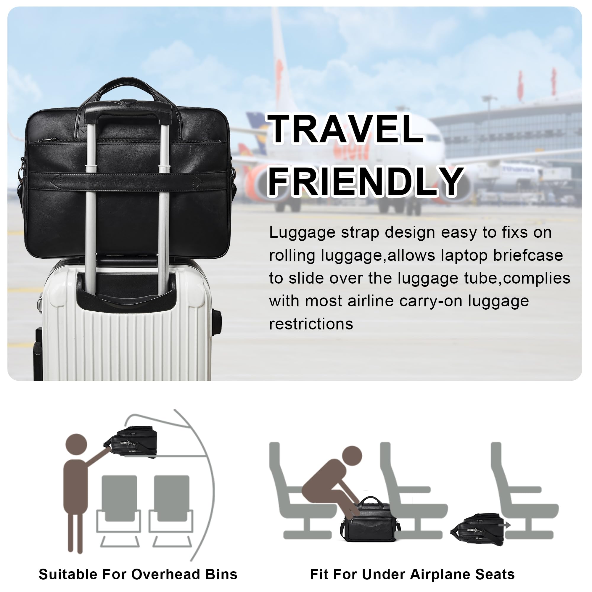 Shrrie Groß Leder Messenger Tasche für Männer und Frauen Leder Laptop Tasche