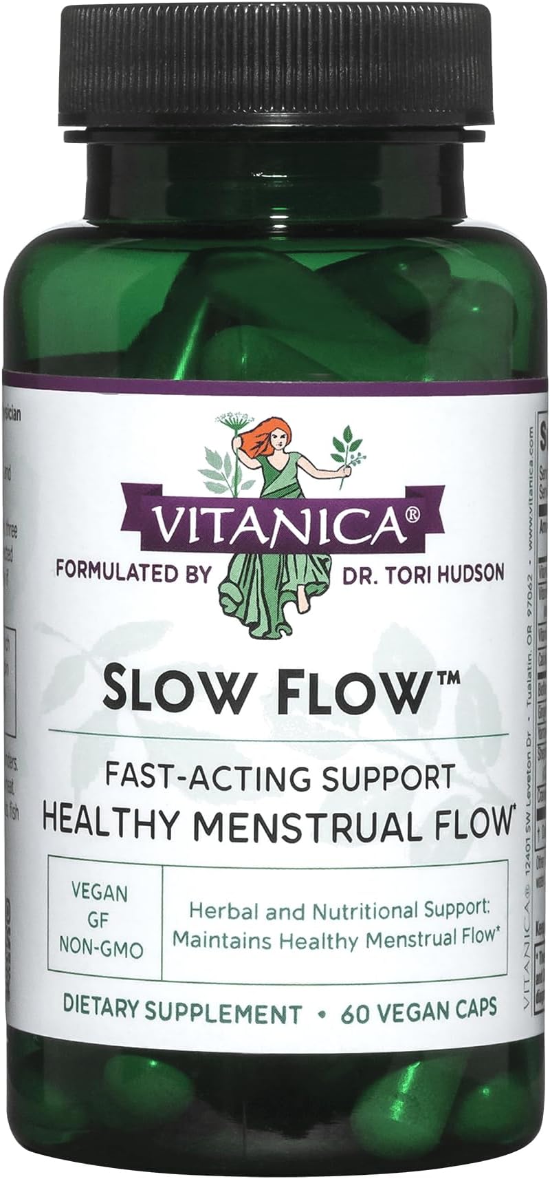 Vitanica Slow Flow, Menstrual Flow Support, Vegan, 60 Capsules (Slow Flow)