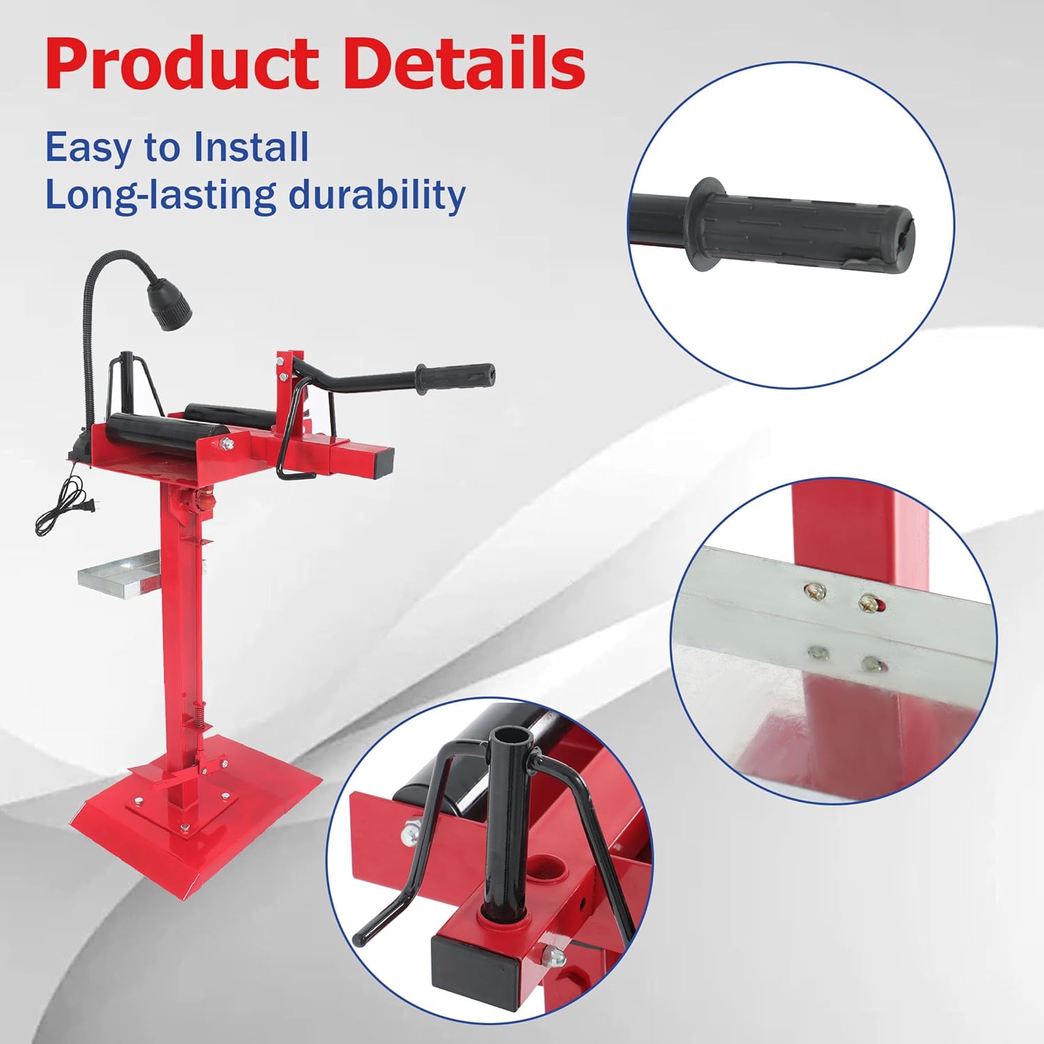 Manual Tire Expander Portable Tire Changer Stand Adjustable Red with Working Light for Light Truck and Car