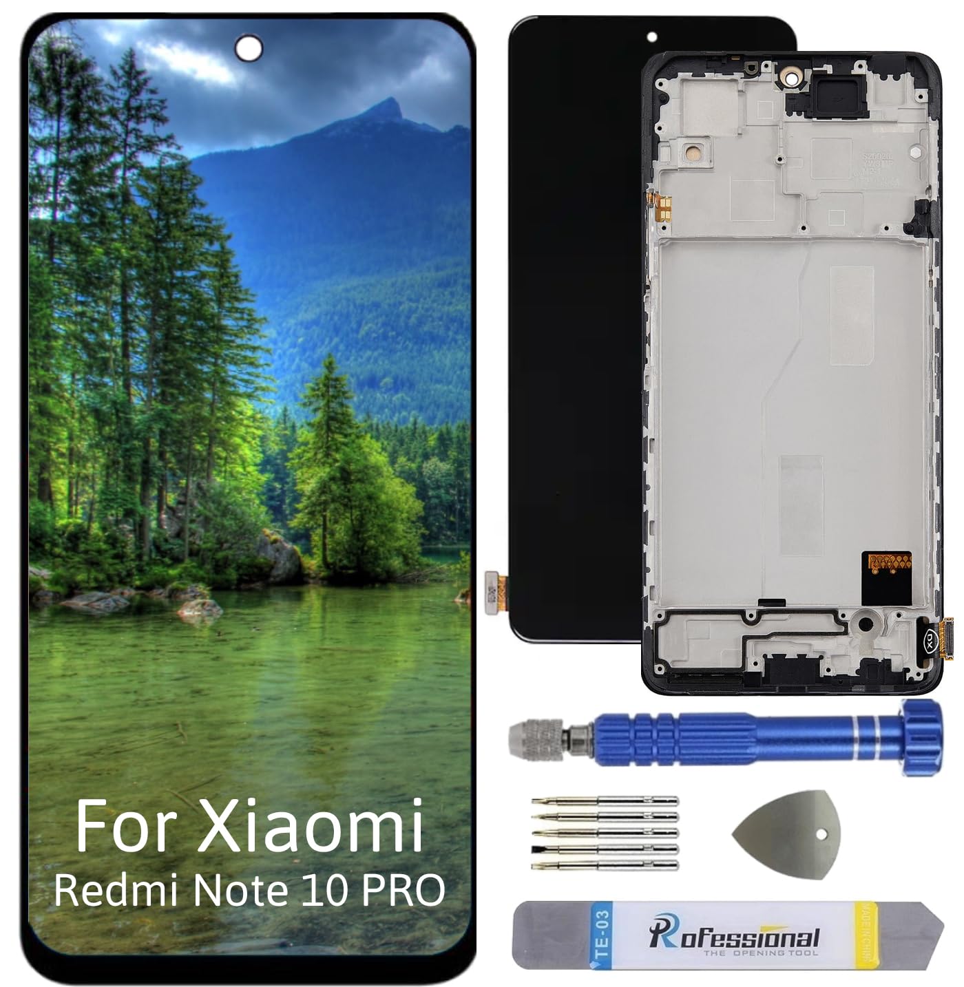 Full Incell Display for Xiaomi Redmi Note 10 Pro M2101K6G LCD Screen Replacement Touchscreen with Tool Black with Frame High Quality