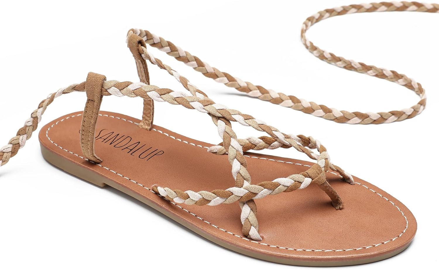 SANDALUP Women Braided Tie up Sandals - Image 7