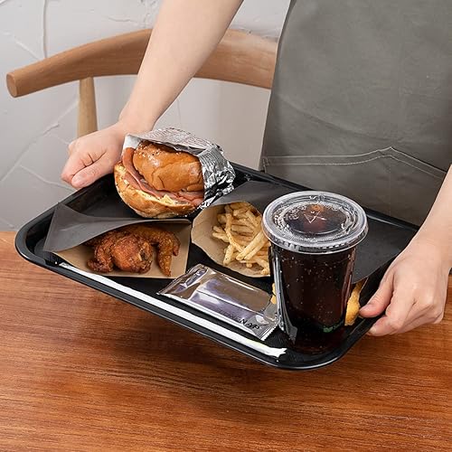 Miniatura 5 de Restaurantware Bandejas de comida rápida de 12 x 16 pulgadas, 10 bandejas rectangulares de plástico para servir – Bandejas de plástico negro
