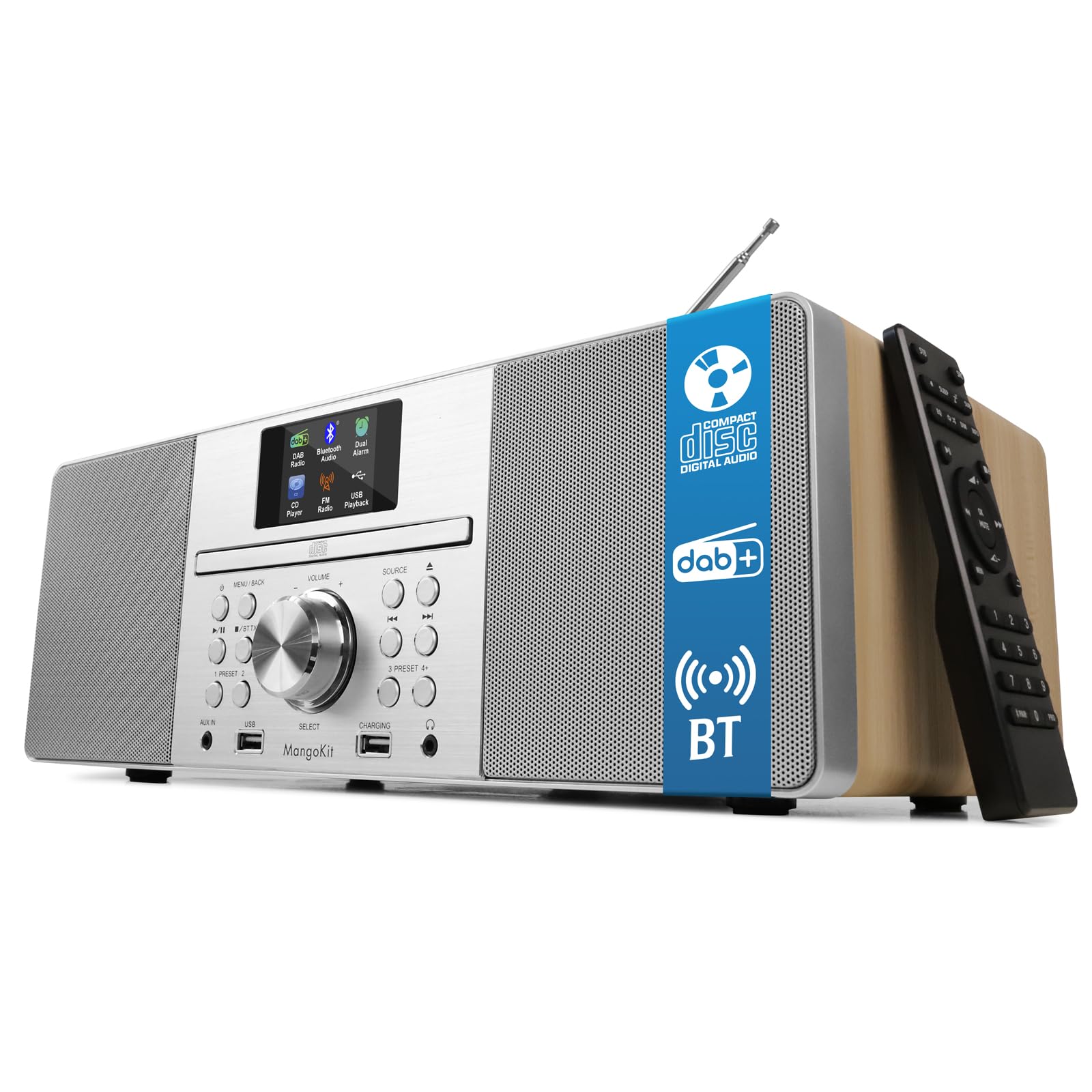 MANGOKIT MS1 CD Player with DAB/DAB+ FM Radio, Bluetooth, 80W Stereo Hi-Fi System
