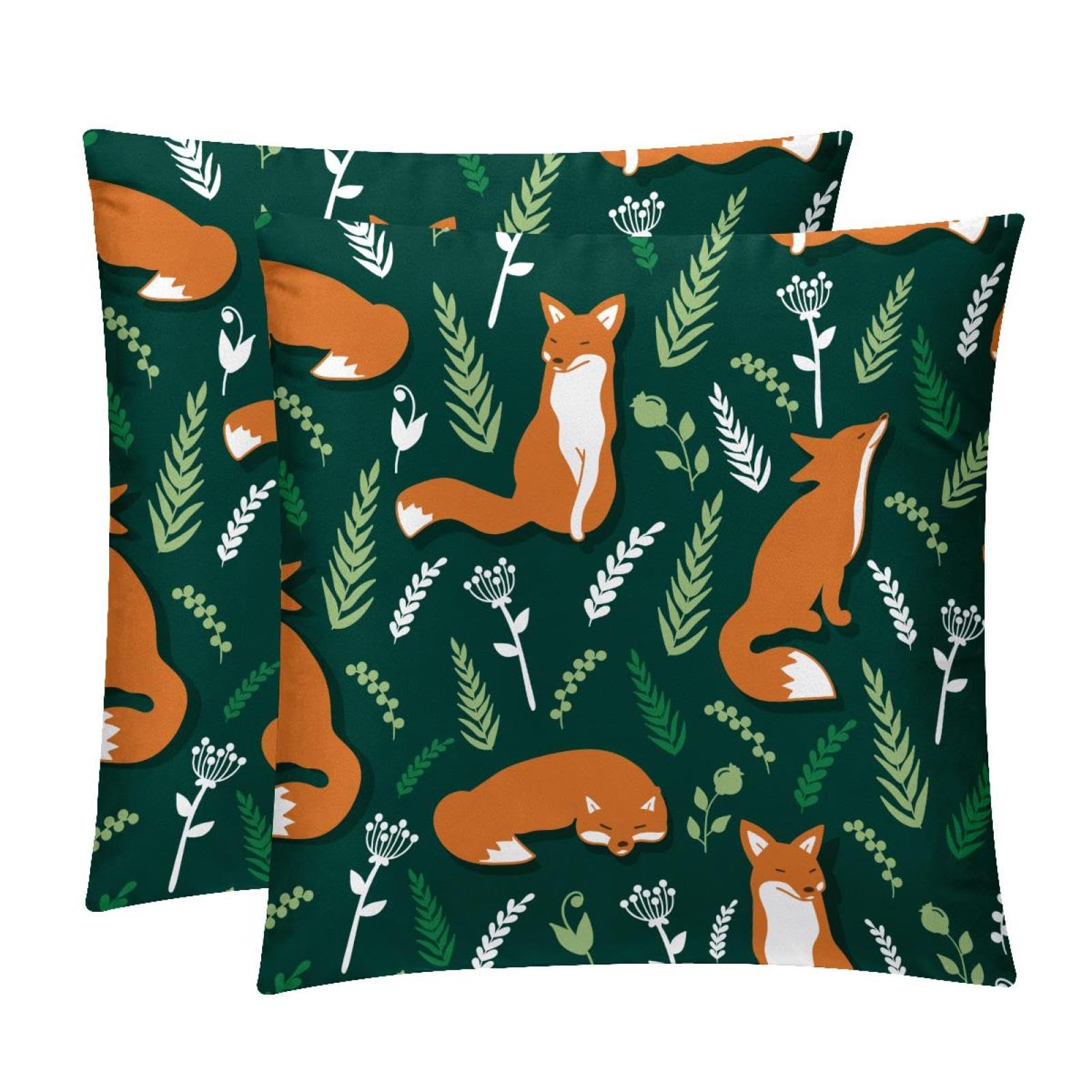 TDGKPZ Cute Foxes Throw Pillow Covers 2 Pack Cushion Cases Decorative Pillow Cases Home Decor 40x40cm