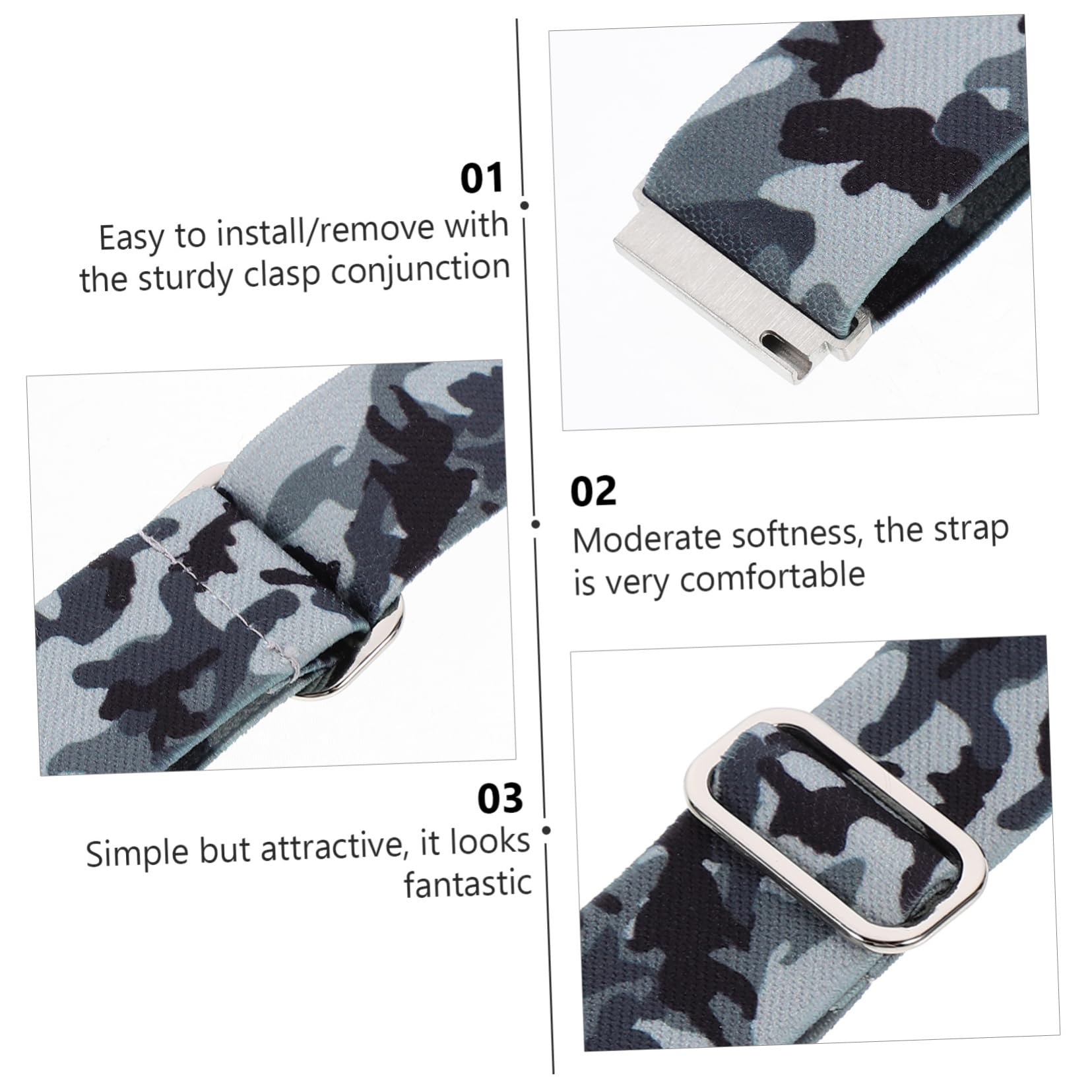 ETHZZLE Elastic Watch Band Compatible Watch Active Stretchy Strap for Sports and Daily Use Camouflage Design