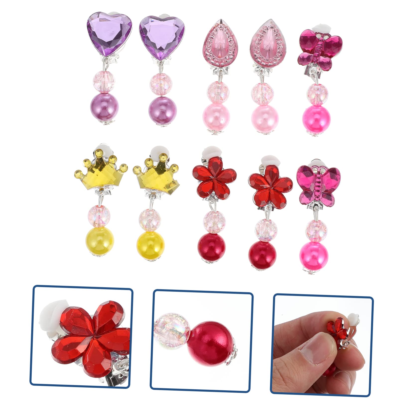 TOYANDONA 5 Pairs Girls Jewelry Clip-on Stud Earrings for Boys and Girls Comfortable Daily Wear