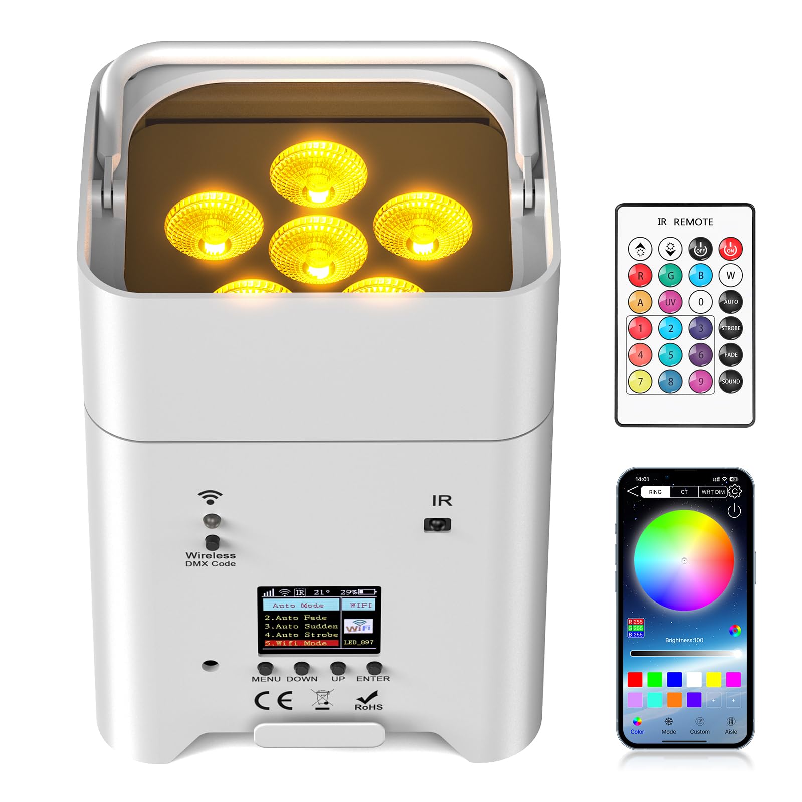 新品 未使用　Para light plus ＋18W Amazon.com: DazzlingStage 9600mAh Wireless Uplights, 6x18W