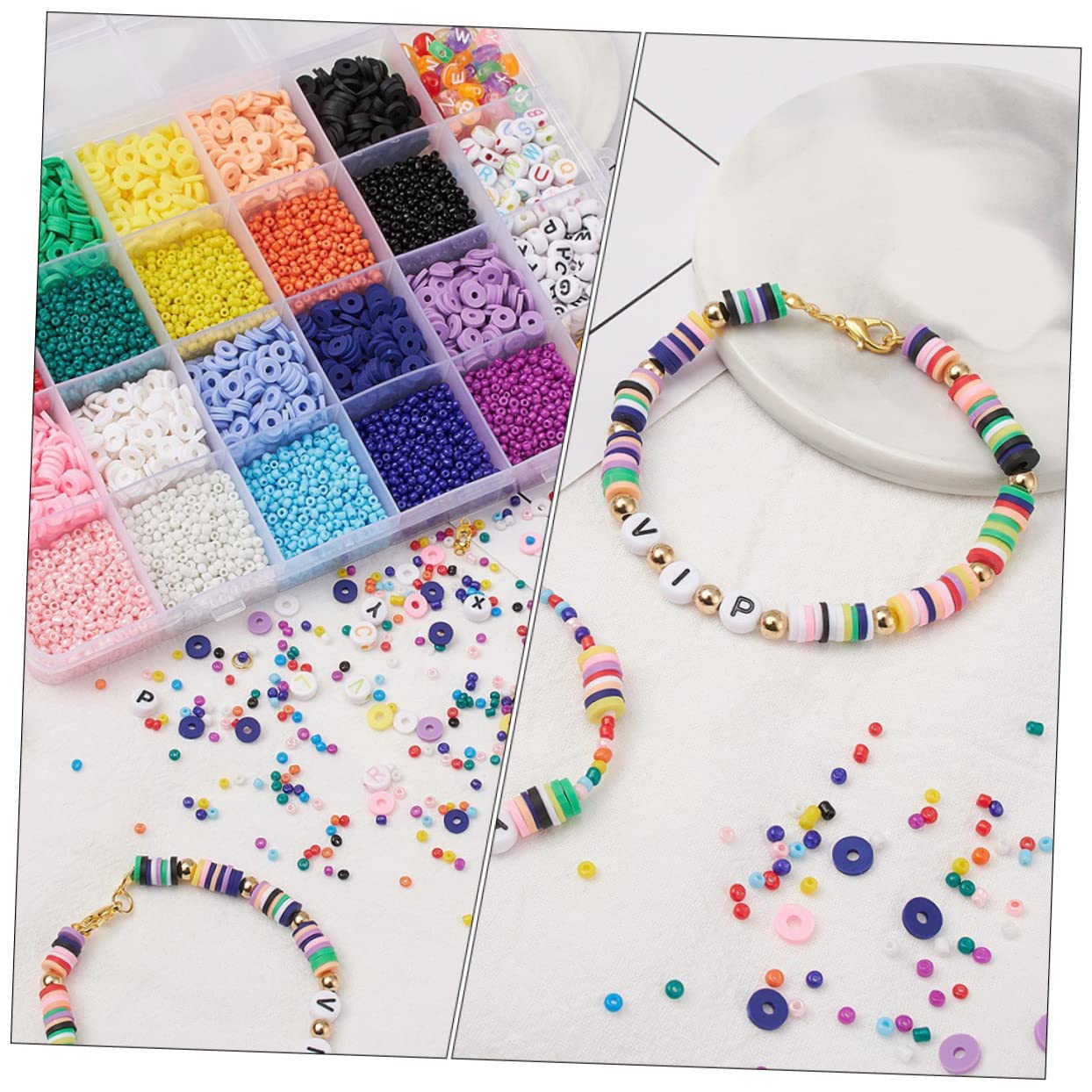 1set Perline Di Lettere Polimerica Colorata Di Perline Per Gioielli Fai Da Te Accessori Per Creazione Di Bracciali e Collane Per Artigianato