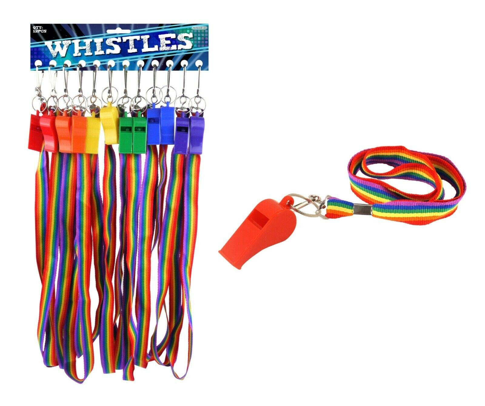 B-Creative Bridesmaid 12 Rainbow Pride Plastic Whistle Gay Pride Fancy Dress Lgbtq Parade Party Accessory