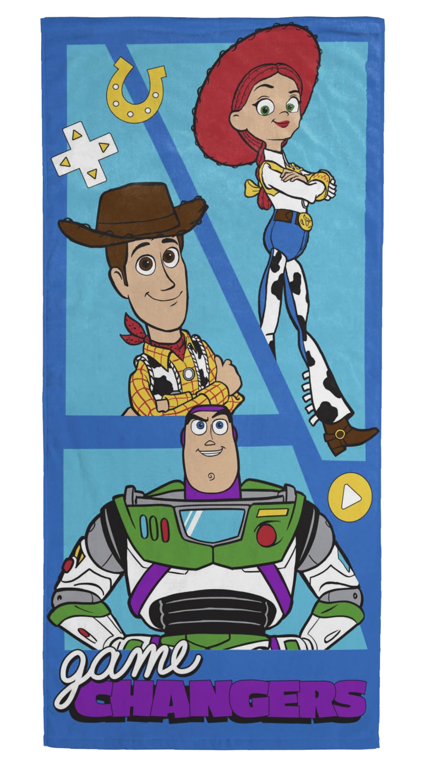 Jay Franco Kids Beach Towel - 100% Cotton Super Soft Absorbent Bath Towel, 28" x 58" Inch Lightweight for Travel, Official Licensed Product, Blue - Toy Story