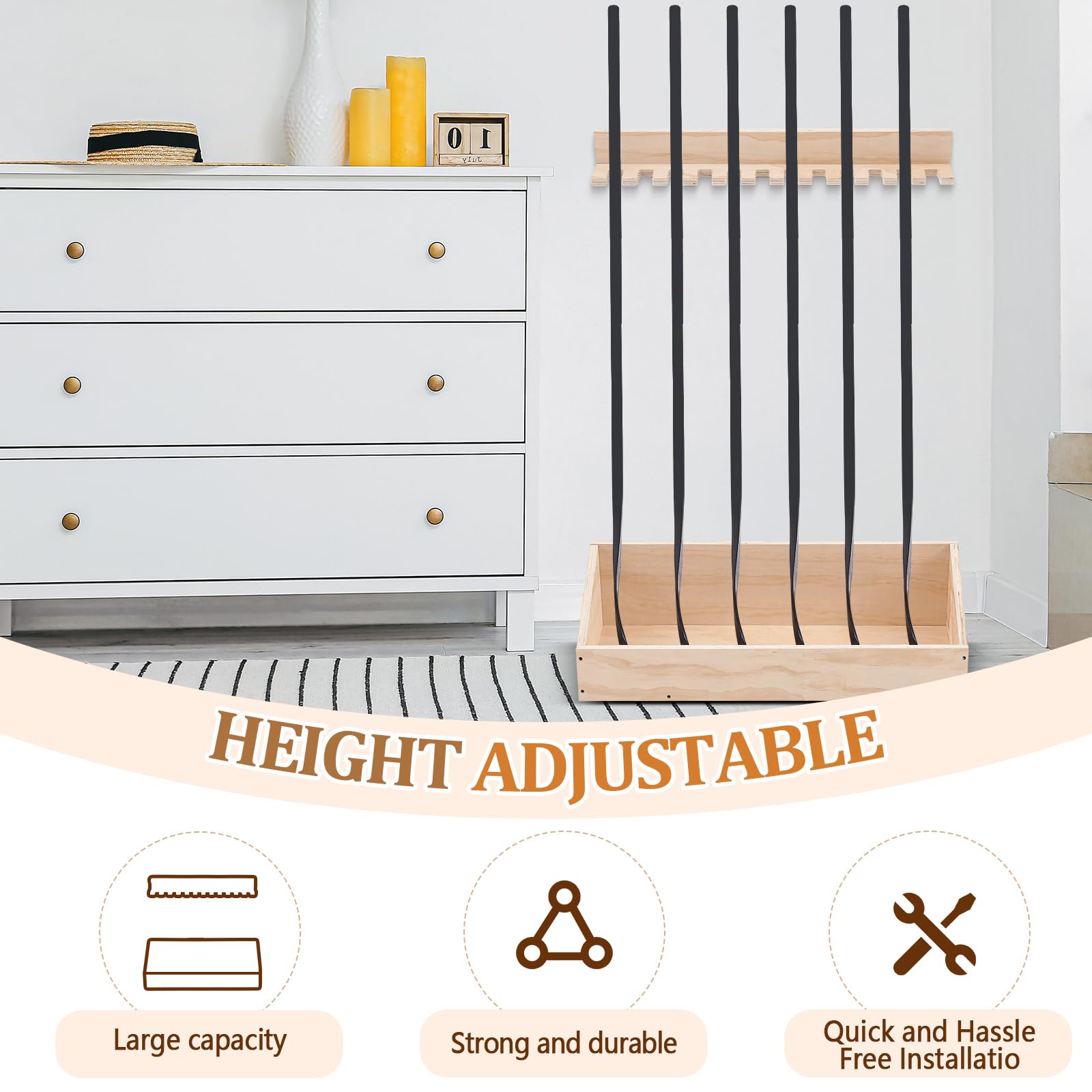 Bold Print Labs Wall Mount Hockey Stick Holder | Ice Hockey Stick Organizer (Black, 6 Stick Wall Mount - View #6