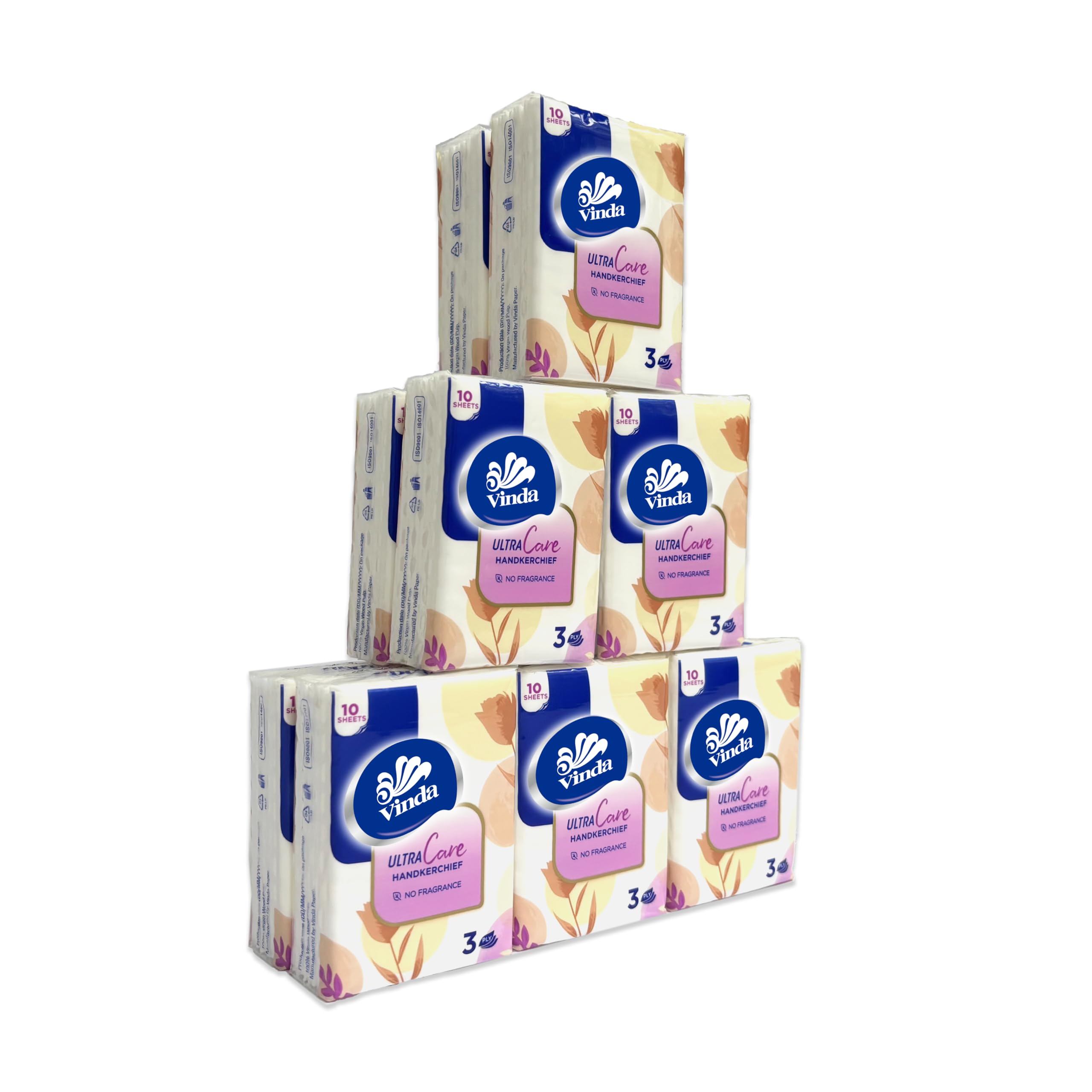 Vinda 3-Ply Mini Ultra Care Pocket Tissues Portable Series Facial Tissue Travel Size for Use in All Occasions