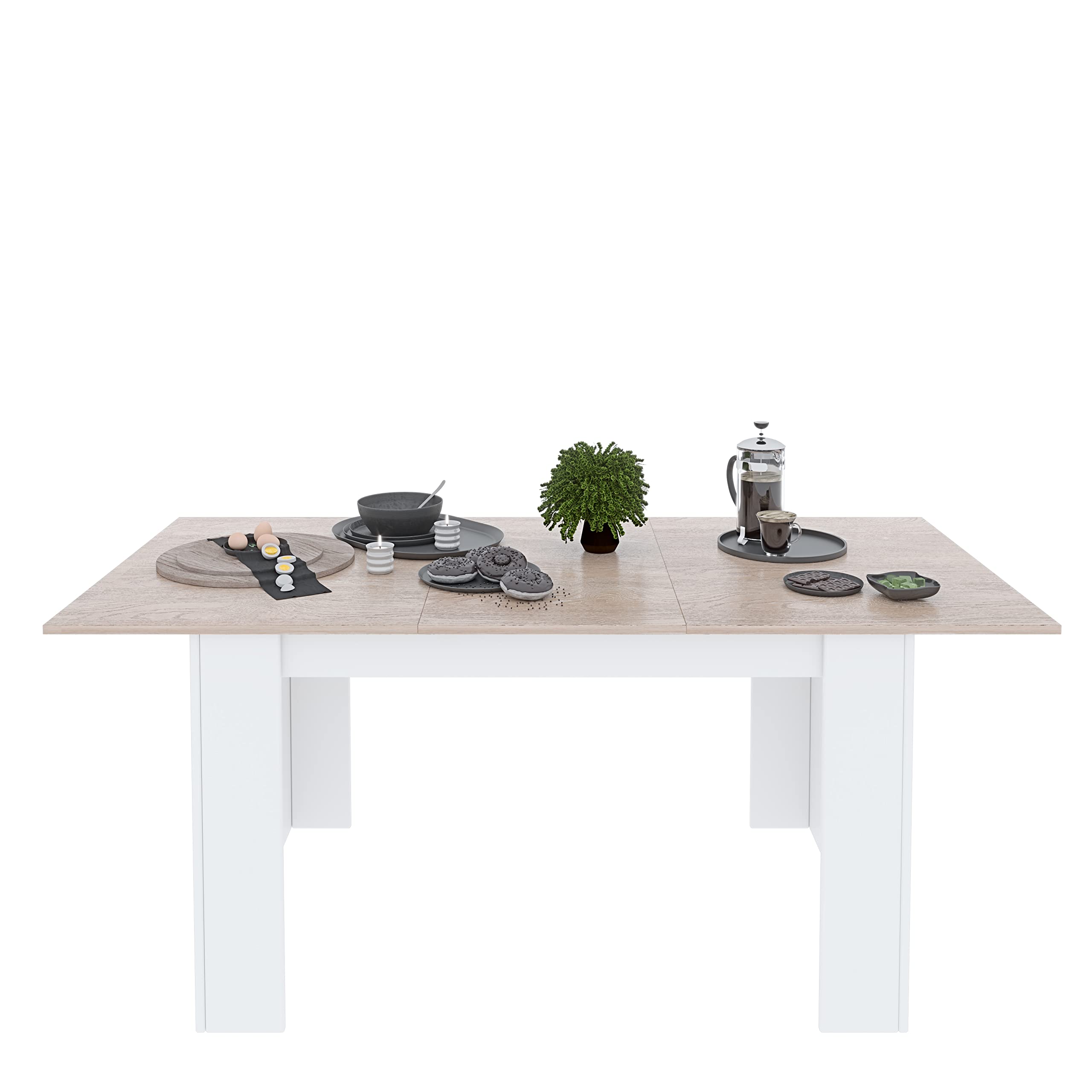 Arreditaly Tavolo Da Pranzo Allungabile Fino a 190 cm In Legno Toledo Tavolino Consolle Estensibile Salotto Salone Sala Pranzo Design Moderno Elegante 190 x 78 x 90 cm Colore Bianco E Rovere