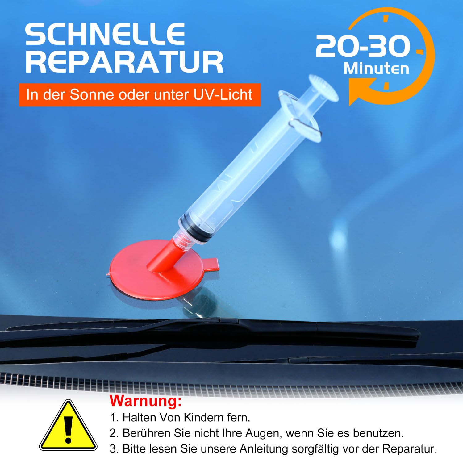 everfarel Kit Riparazione Parabrezza Universale, Kit Riparazione Vetro Auto con Pompa a Vuoto, per Riparazioni di Chip e Crepe, a Forma di Stella, Set di Riparazione in Vetro Veloce e Semplice