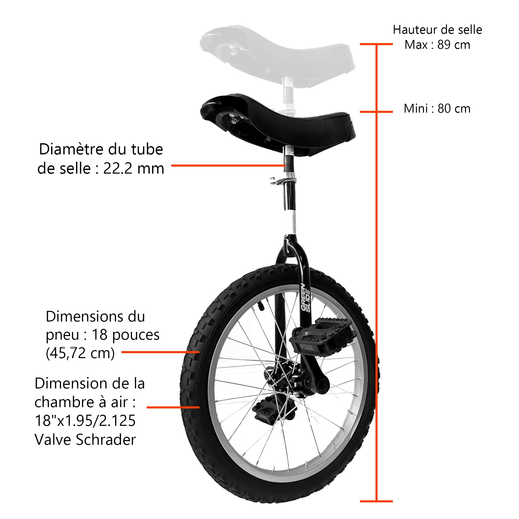 Green Slide Gsmo18n Monociclo, Negro, 45,72 cm (18")