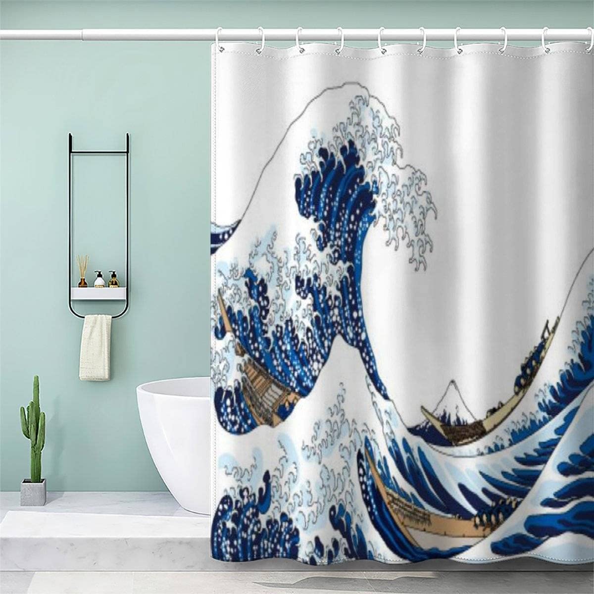 Vasena Color39 Shower Curtain Japanese Art Japanese Painting Bath Curtain 3D Printed Mould Proof Bath Curtains For Shower Polyester Shower Curtains 180X180 Cm