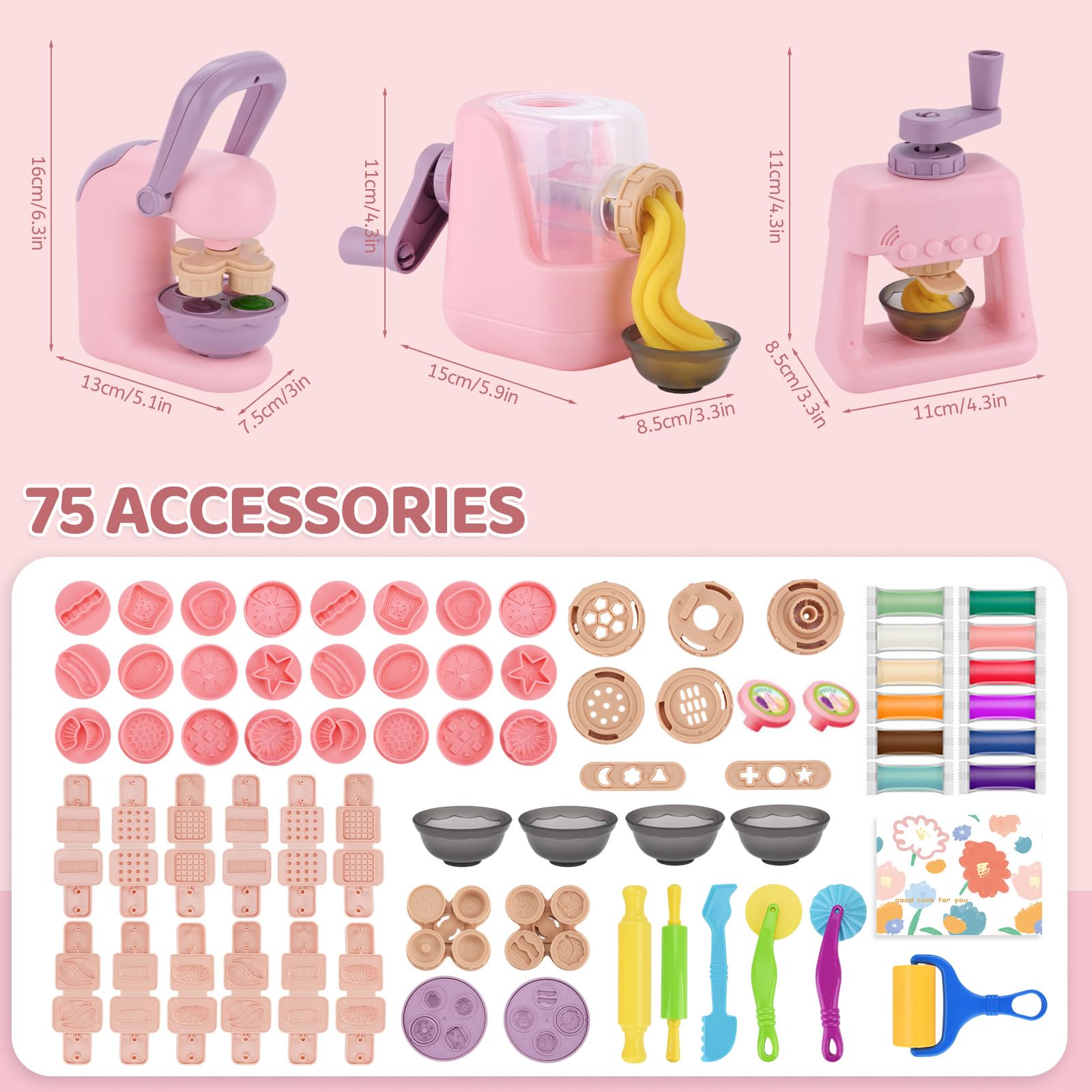 USHOP 75 Pièces – Coffret Pâte à Modeler – Machines à Pâtes, Burger, Glace – Dès 3 Ans
