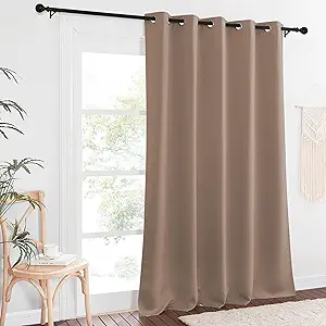 NICETOWN Patio Blackout Curtain Panels - Extra Wide Sliding Door Thermal Insulated Drape, Privacy Room Divider Curtain for Bedroom Office (Cappuccino, 66 x 118 Inch Long)