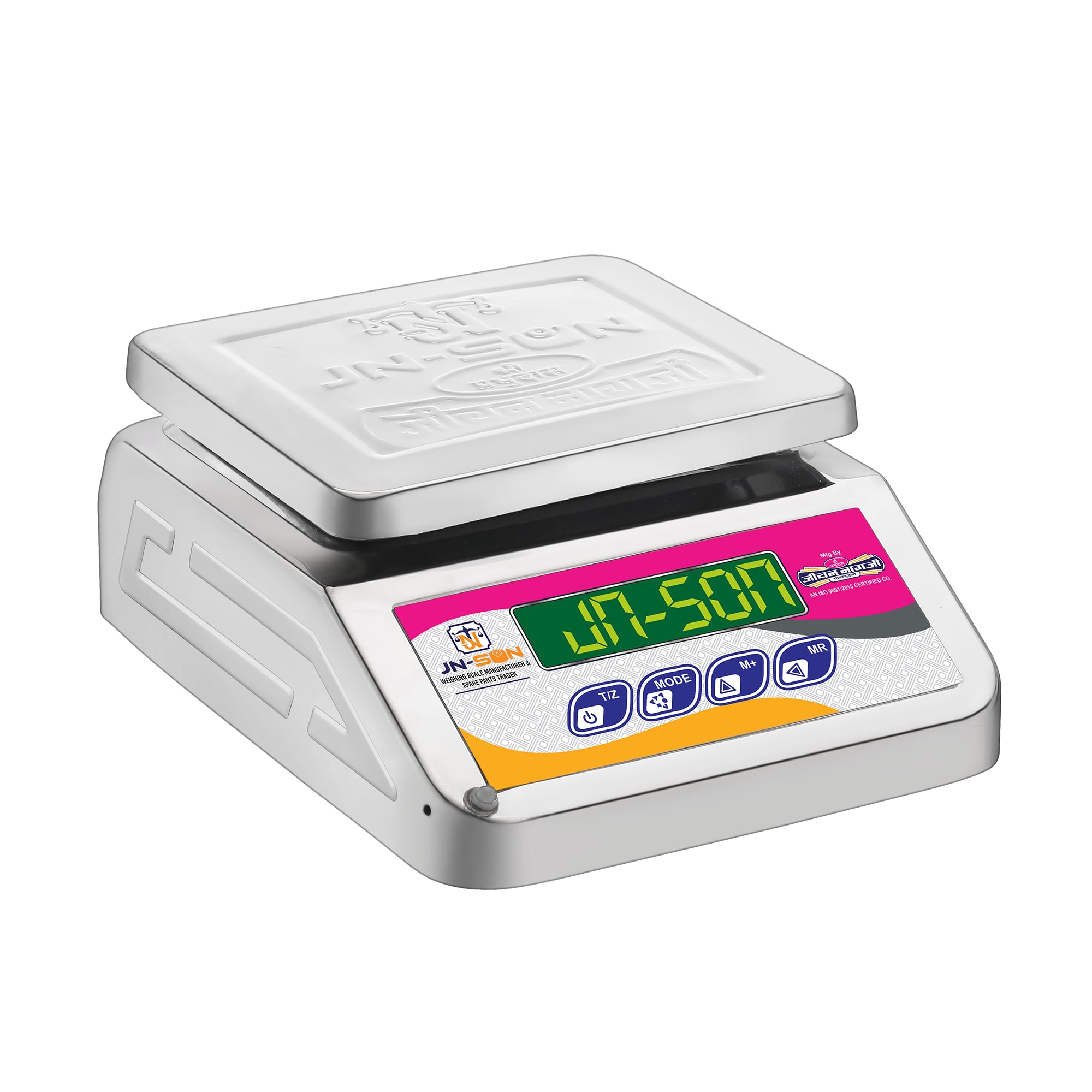 JN-SON 5-10 KG MICRO MINI SS DAI F.B. 4VOLT Weighing Machine/Weighing Scale of 88mm Gattu 40kg Pencil 40kg for Shop and commercial purposes. (4v without battery with Stamping -pencil)