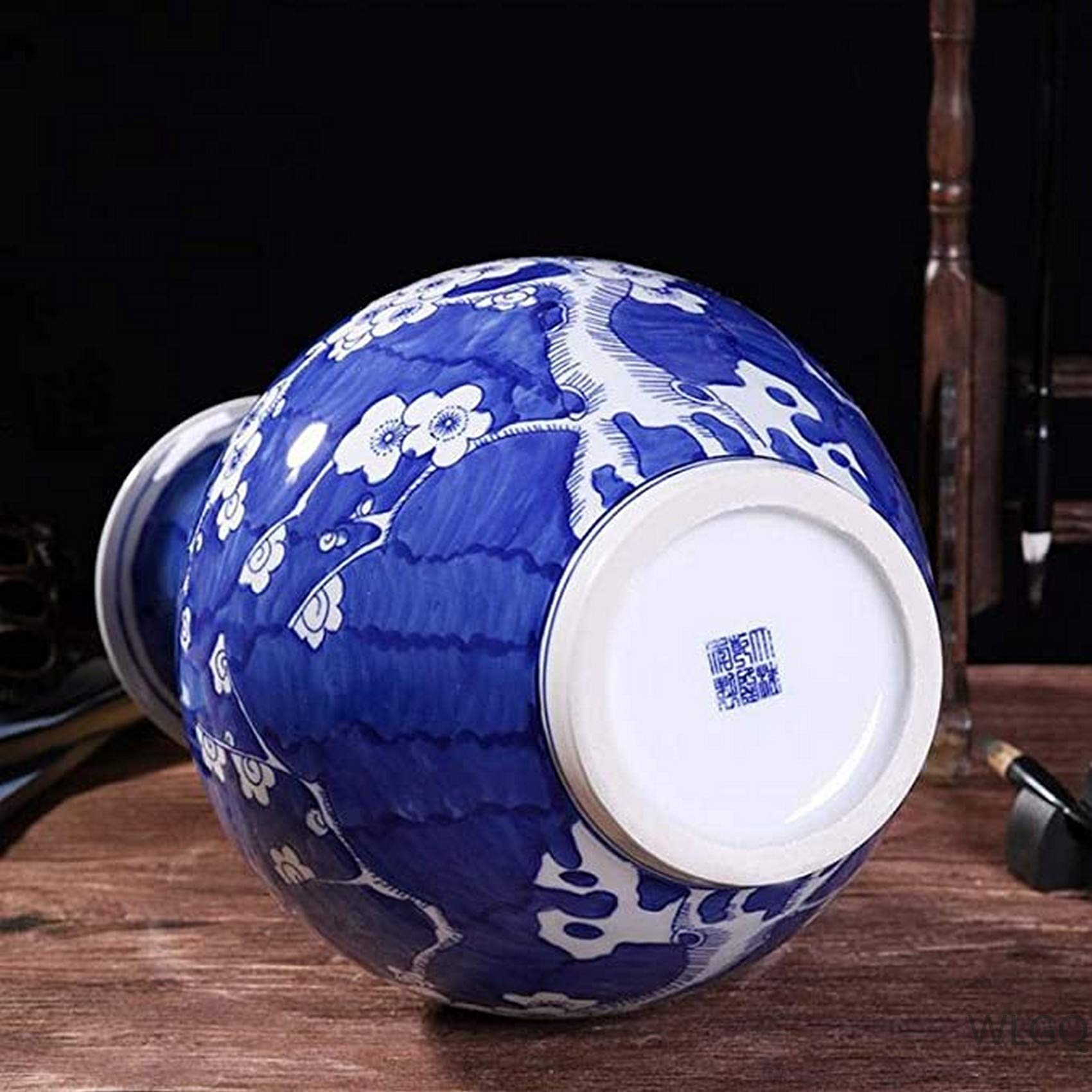 Wazony do dekoracji Ceramiczne wazony na kwiaty, antyki Jingdezhen, wzór kwiatowy, klasyczny niebieski kwiatowy wzór porcelany autentyczne (C)