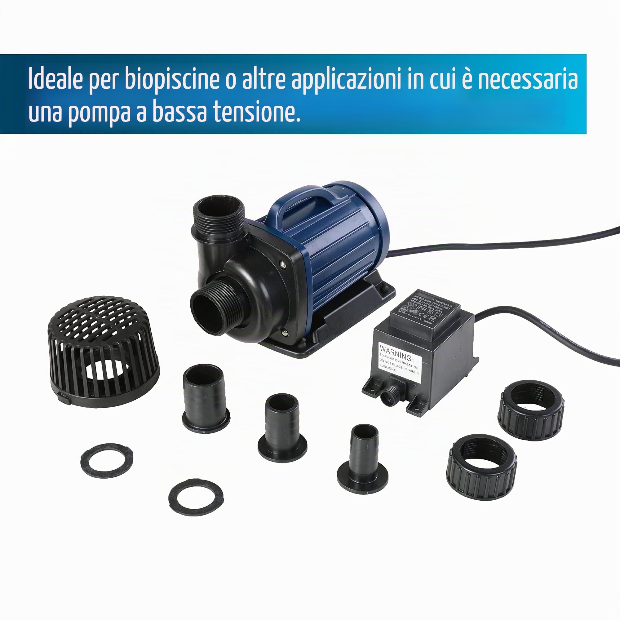 AQUAFORTE – Pompa per Filtro/laghetto DM5000 12 Volt. 5 m³/h, Altezza 3,5 m, 40 Watt
