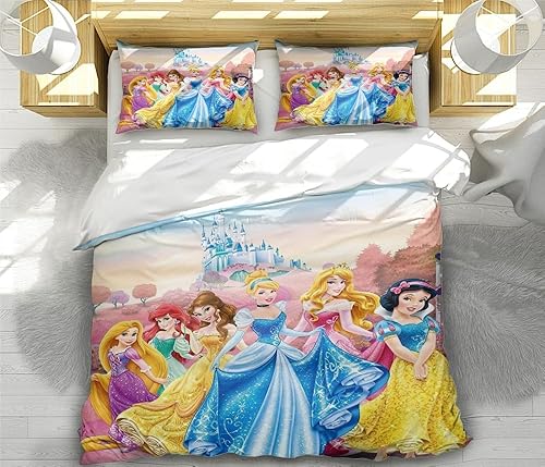 Miniatura 2 de Juego de ropa de cama de la colección con estampado de princesa de dibujos animados de anime, regalos de princesa para niñas, lujoso juego de ropa