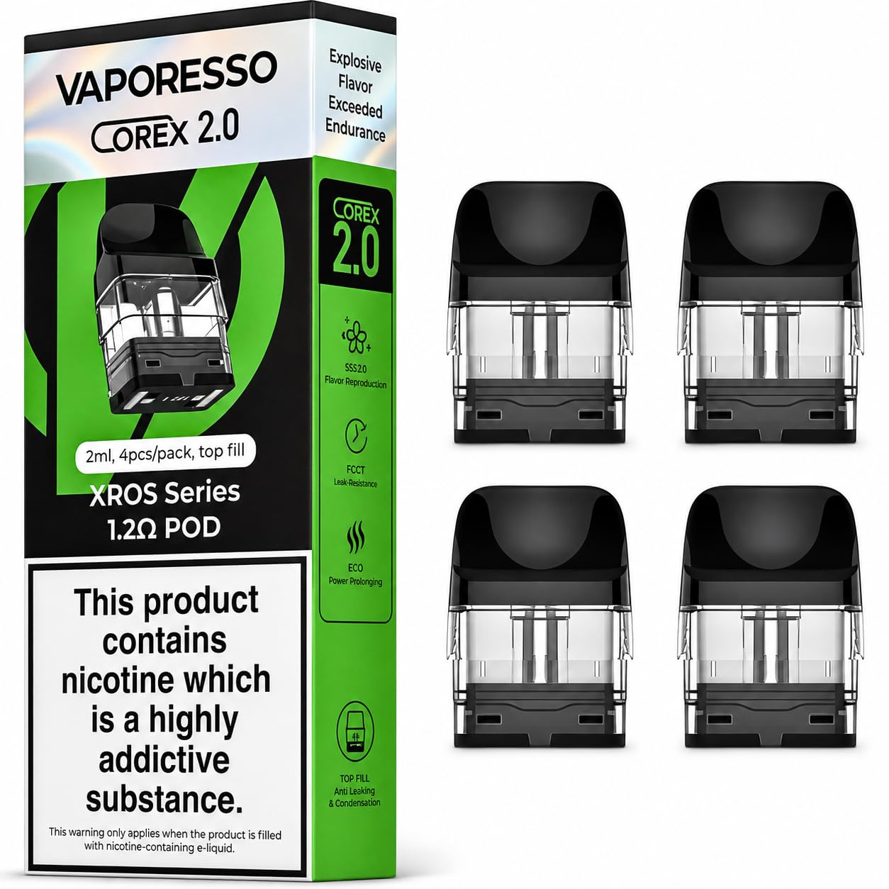 VAPORESSO XROS Replacement PODs 1.2 Ohm [Pack of 4] Refillable
