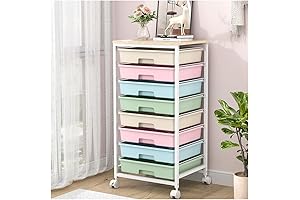 Rainbow Colored 8-Drawer Cart,Art Supply Organizer Cart, Mobile Craft Storage Cart, Rolling...