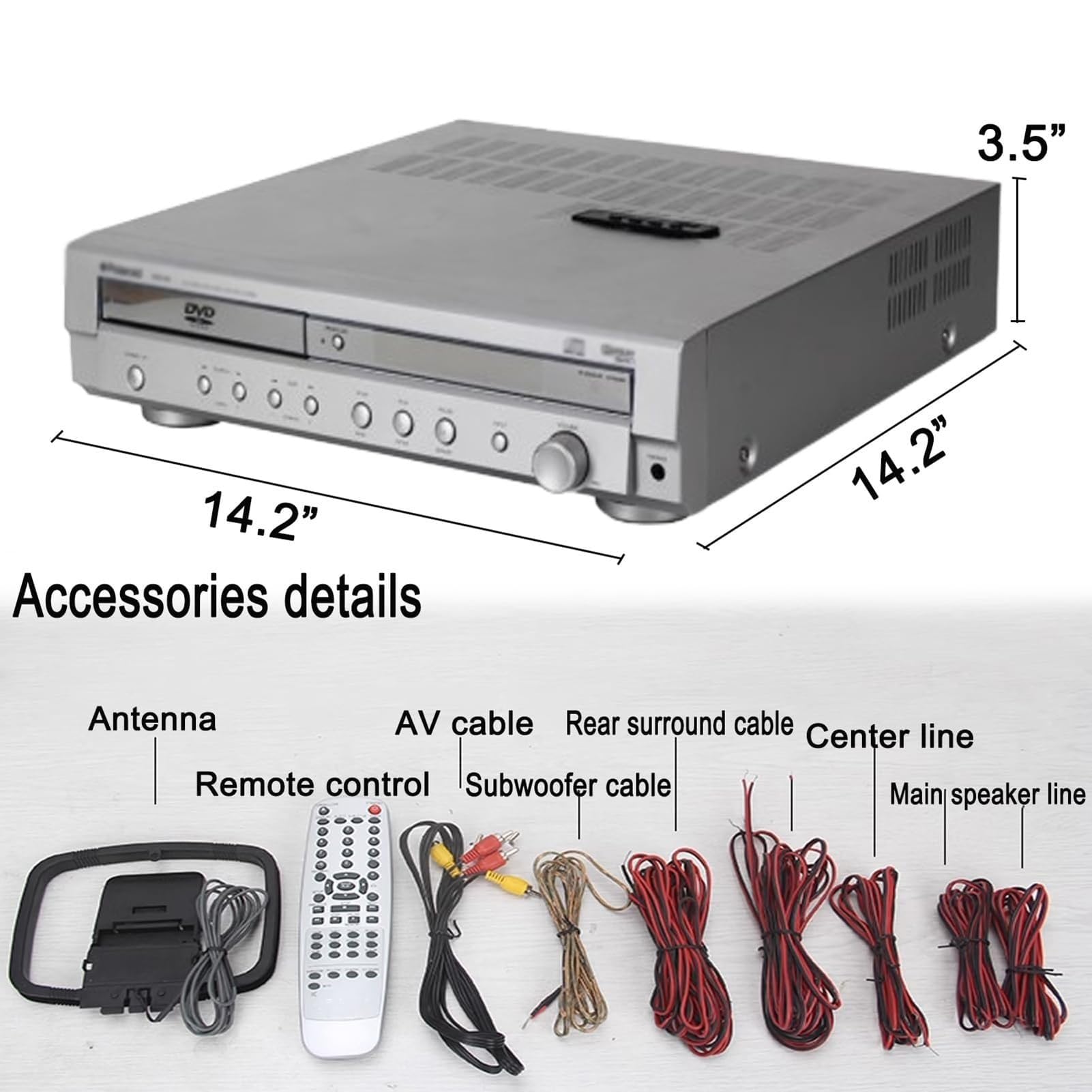 Sistema DVD Home Theater 5.1 Canali Surround con Supporto DVD/CD, Monitoraggio con Cuffie, Radio a Doppia Onda, Lettore DVD VCD CD, Uscita Ottica Fibra Coassiale