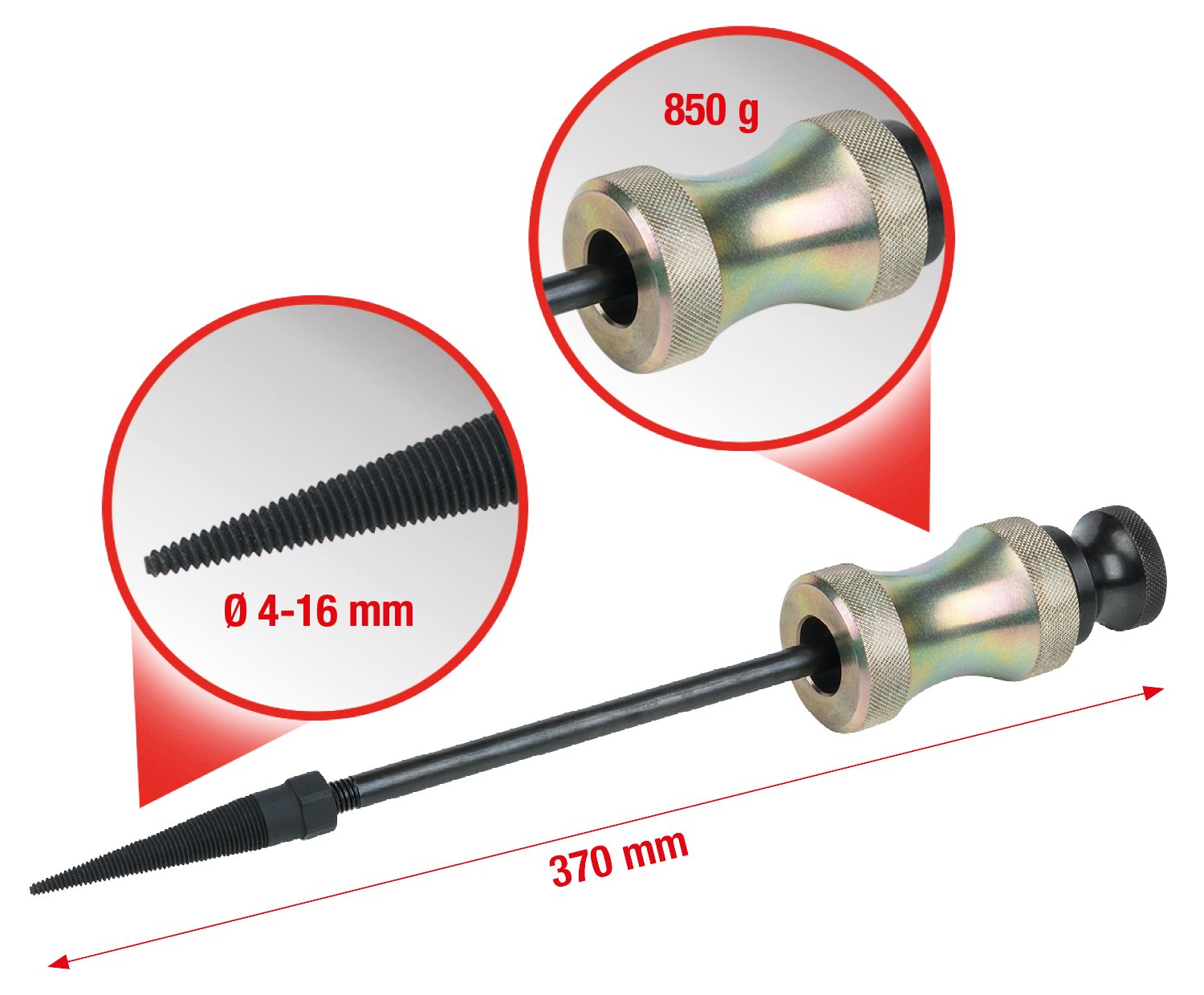 KS TOOLS Extracteur de joint d'injecteur avec poids de frappe 152.1183