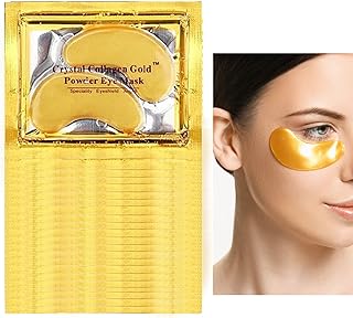 30 Pairs 24K Gold Under Eye Patches,Crystal Collagen Under Eye Mask,Puffy Eyes and Dark Circles Treatments,Moisturising&Hydrating Under Eye Patch Pads for Reducing Fine Lines Eye Bags(Gold)