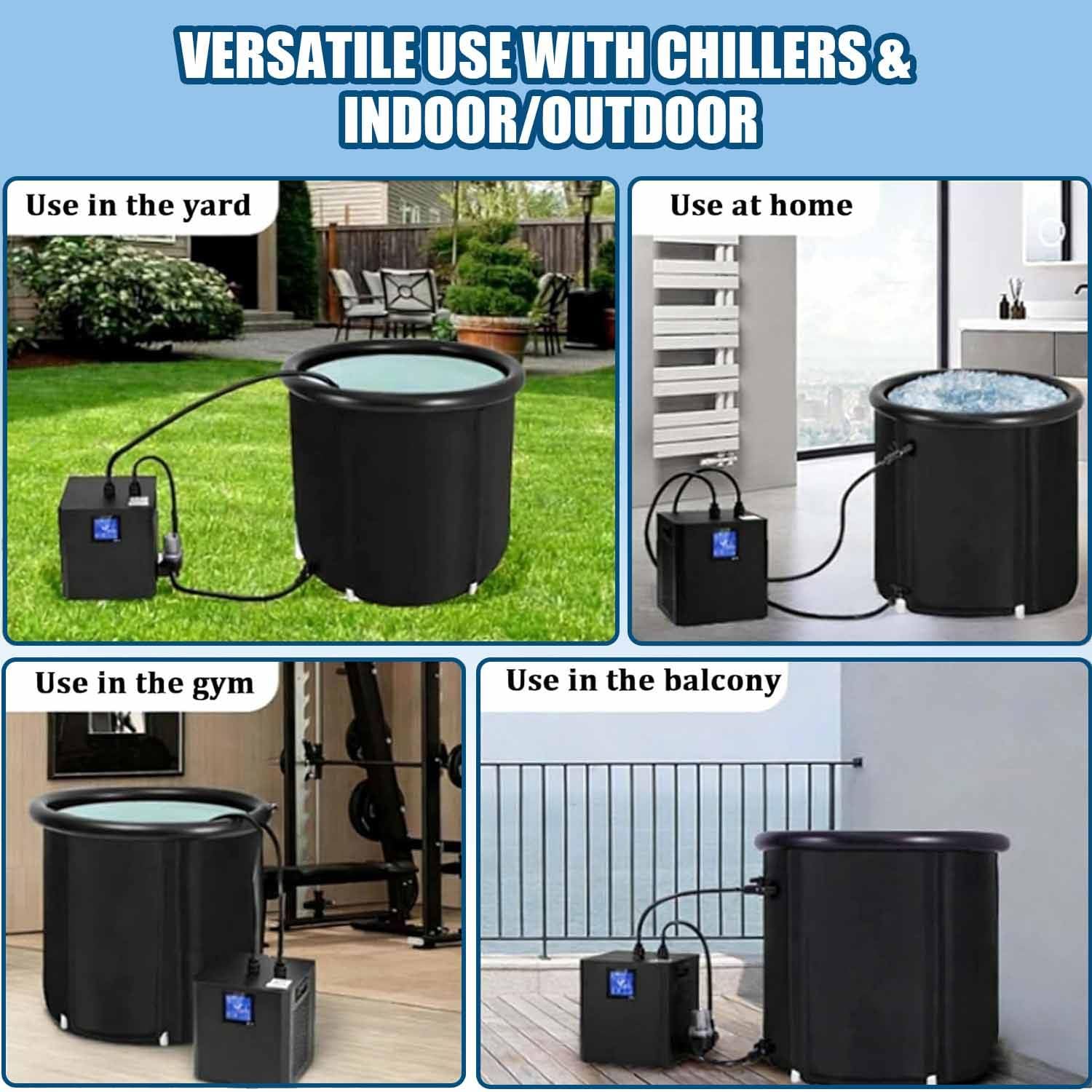Refrigeratore d'Acqua a Bagno di Ghiaccio da 1/3 di Cavallo, refrigeratore ad Immersione Fredda, raffredda Fino a 4°C, con Telecomando, Filtro Esterno e Pompa sommergibile. Doublewaterpump