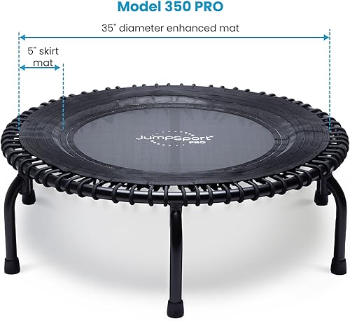 Miniatura 2 de JumpSport 350 PRO - Trampolín de fitness resistente para interiores, 39 pulgadas, 36 cordones elásticos EnduroLast de alta calidad, rebote