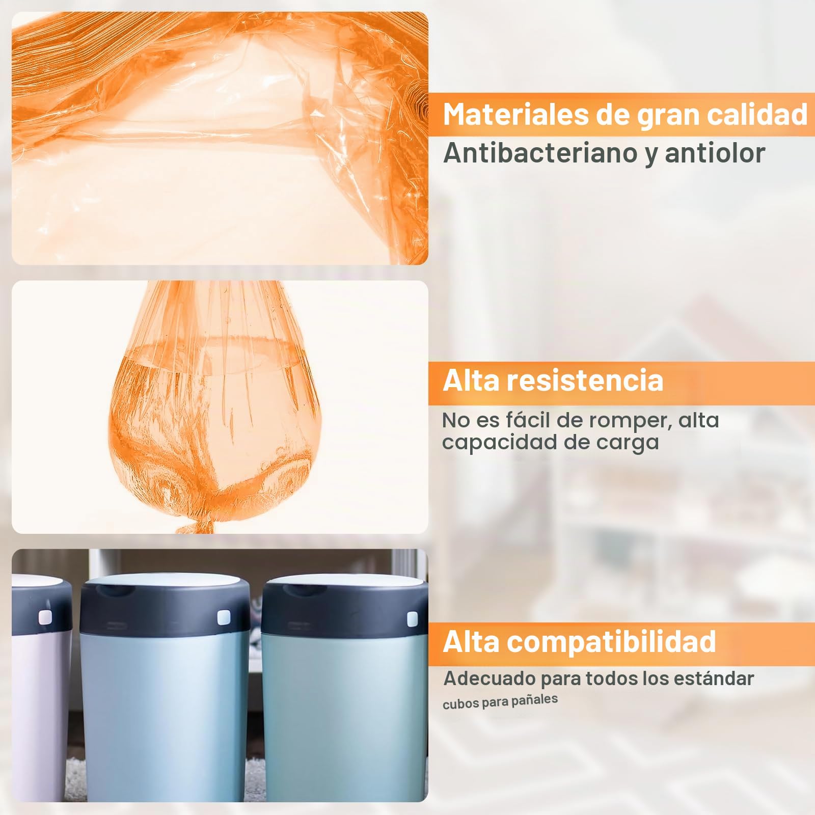12 Recambios Contenedor de Pañales Compatible con Tommee Tippee, Bolsa de Relleno para Papelera Pañales Bebe Compatible con Angelcare et Tommee Tippee et Litter Locker II Recambios
