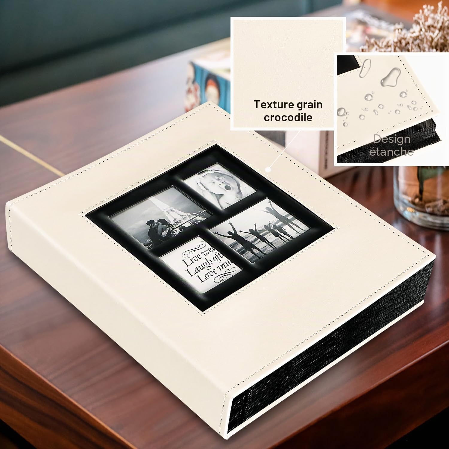 Ywlake Album Photo 10x15 1000 Pochette, Grand Geant Format Cuir Tissu Album pour Horizontal Vertical Photos Beige